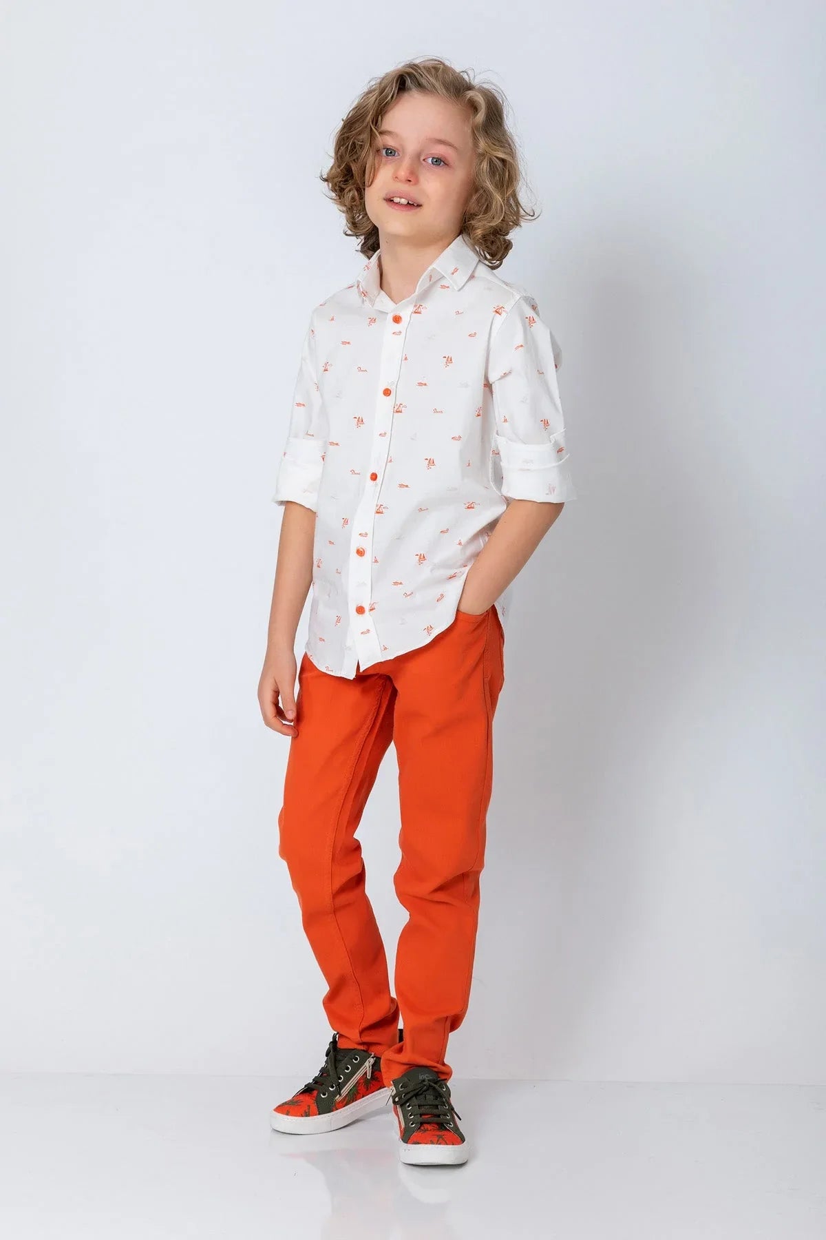 InCity Kids Boys Collared Button Up Printed Dress Shirt InCity Boys & Girls