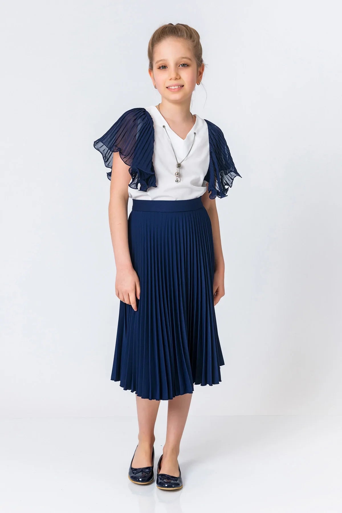 InCity Kids Girls Tie Neck Colorful Ruffle Sleeve Dress Blouse InCity Boys & Girls