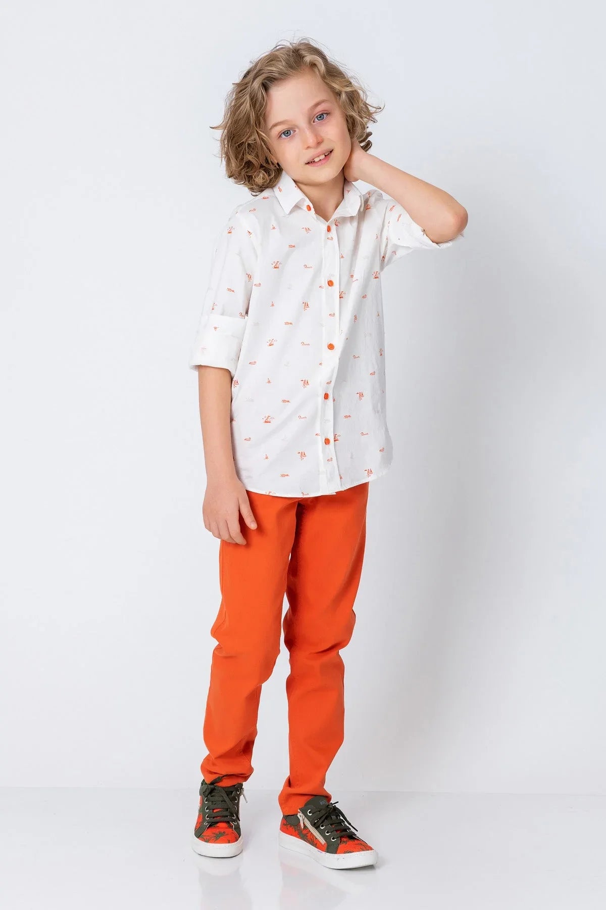 InCity Kids Boys Collared Button Up Printed Dress Shirt InCity Boys & Girls