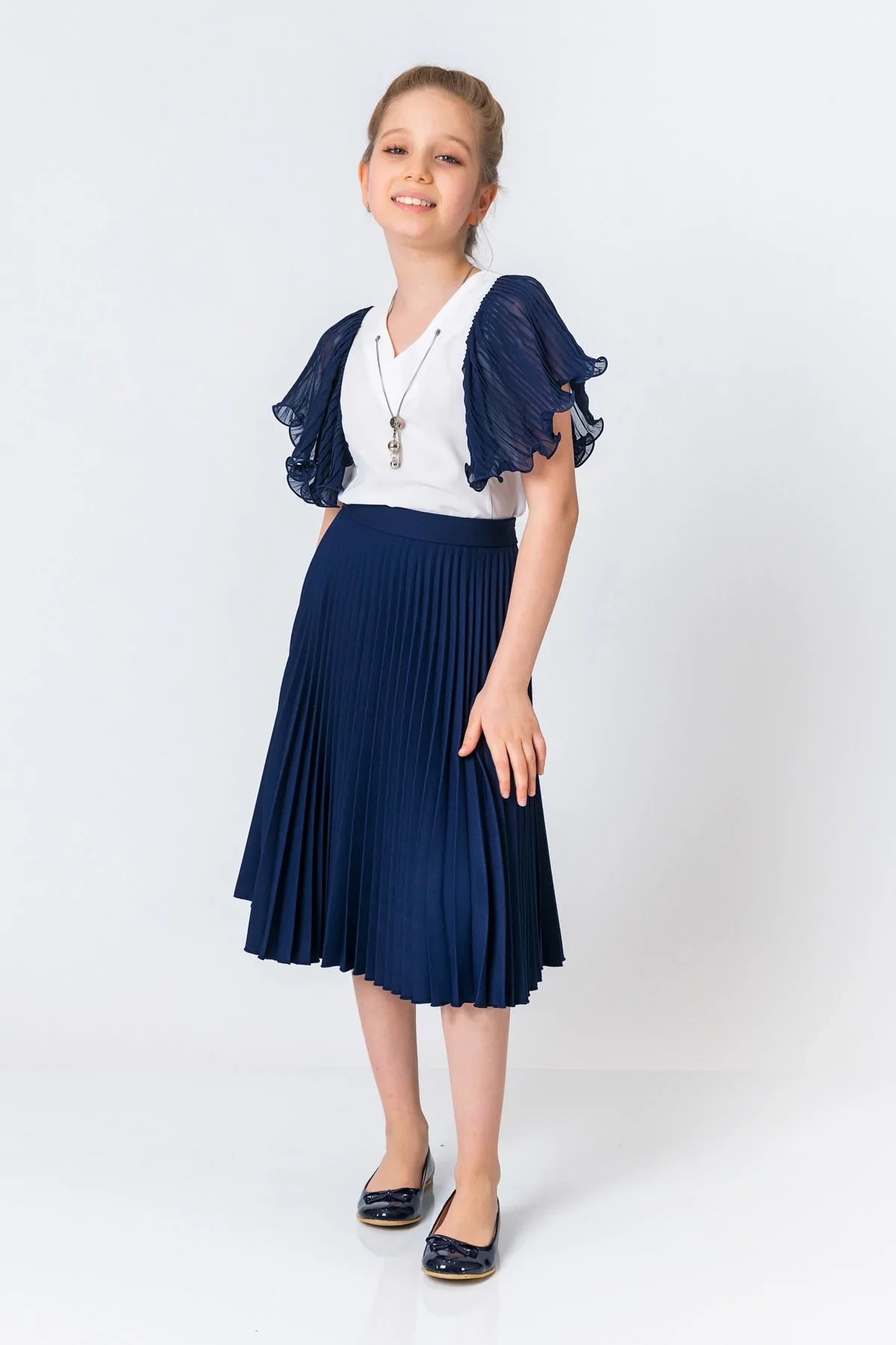 InCity Kids Girls Tie Neck Colorful Ruffle Sleeve Dress Blouse InCity Boys & Girls