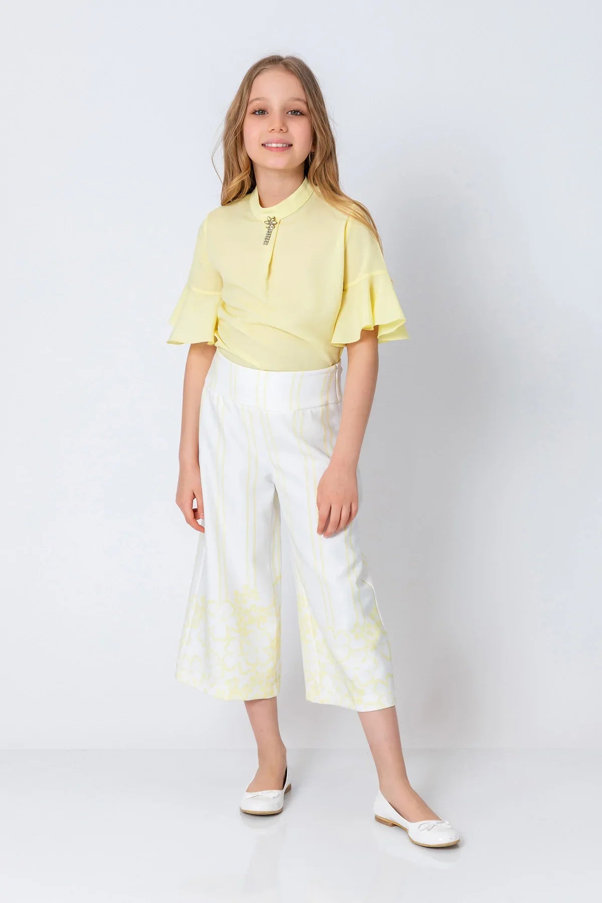 InCity Kids Girls Floral Print Wide Leg Fashion Pants InCity Boys & Girls