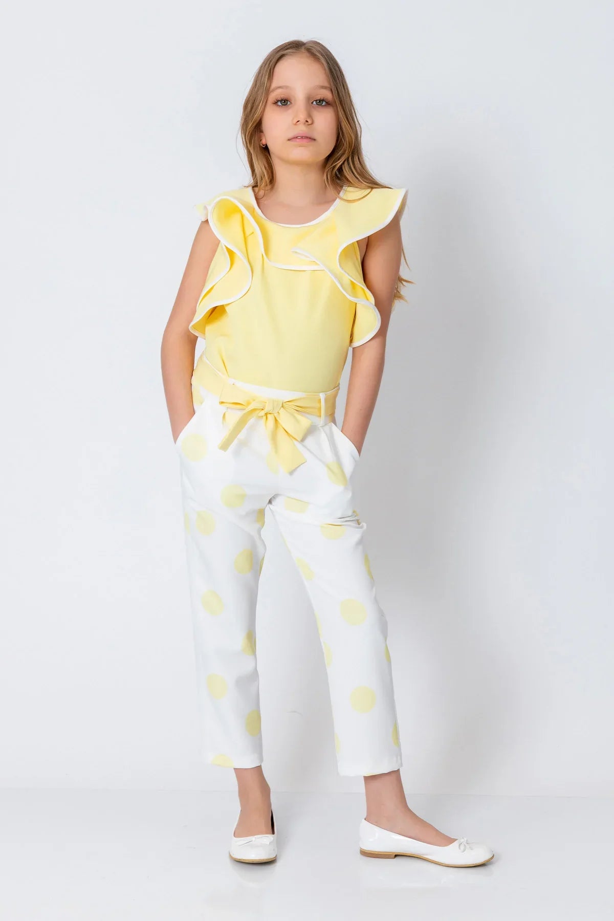 InCity Kids Girls Solid Cascade Ruffle Fashion Blouse InCity Boys & Girls