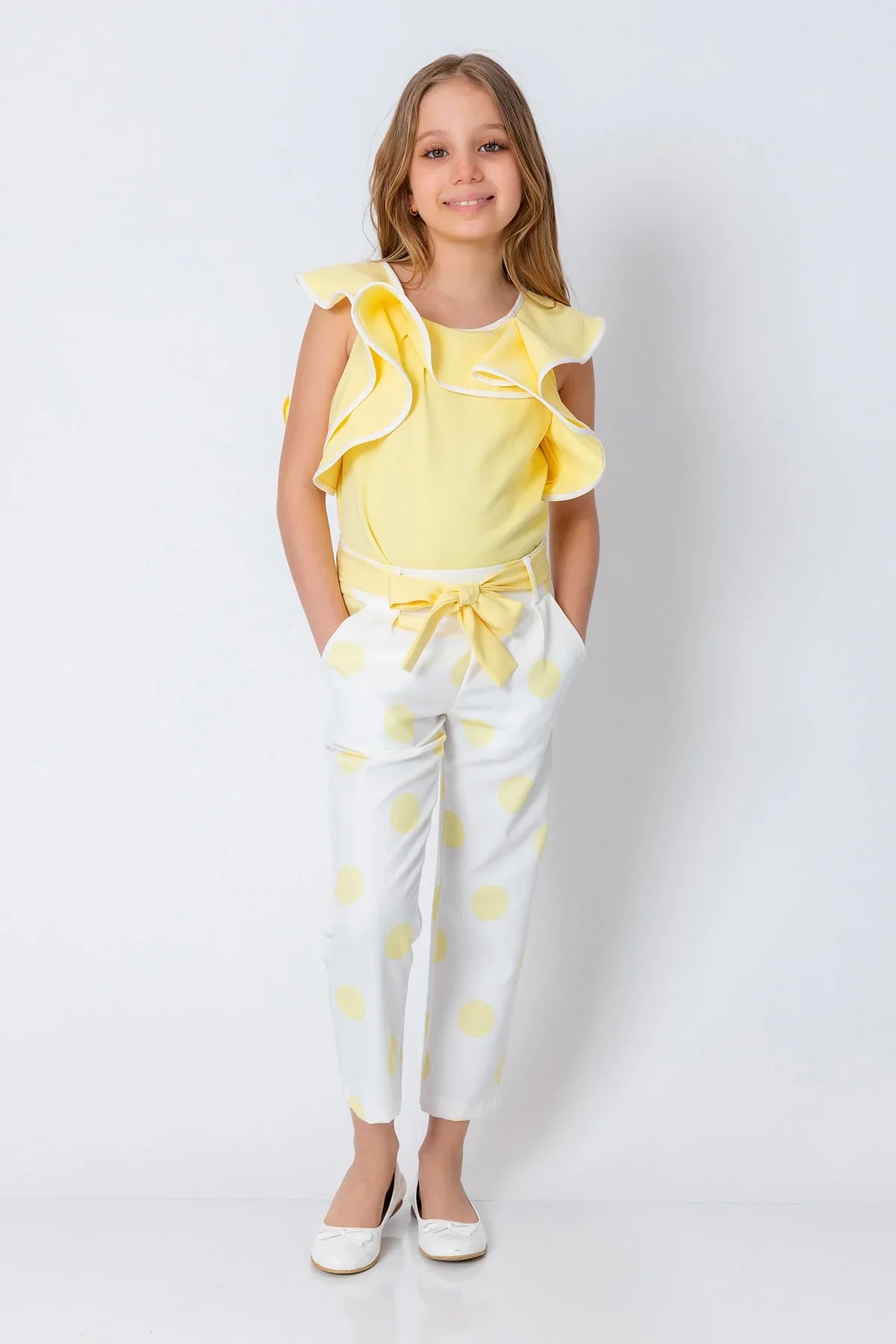 InCity Kids Girls Solid Cascade Ruffle Fashion Blouse InCity Boys & Girls