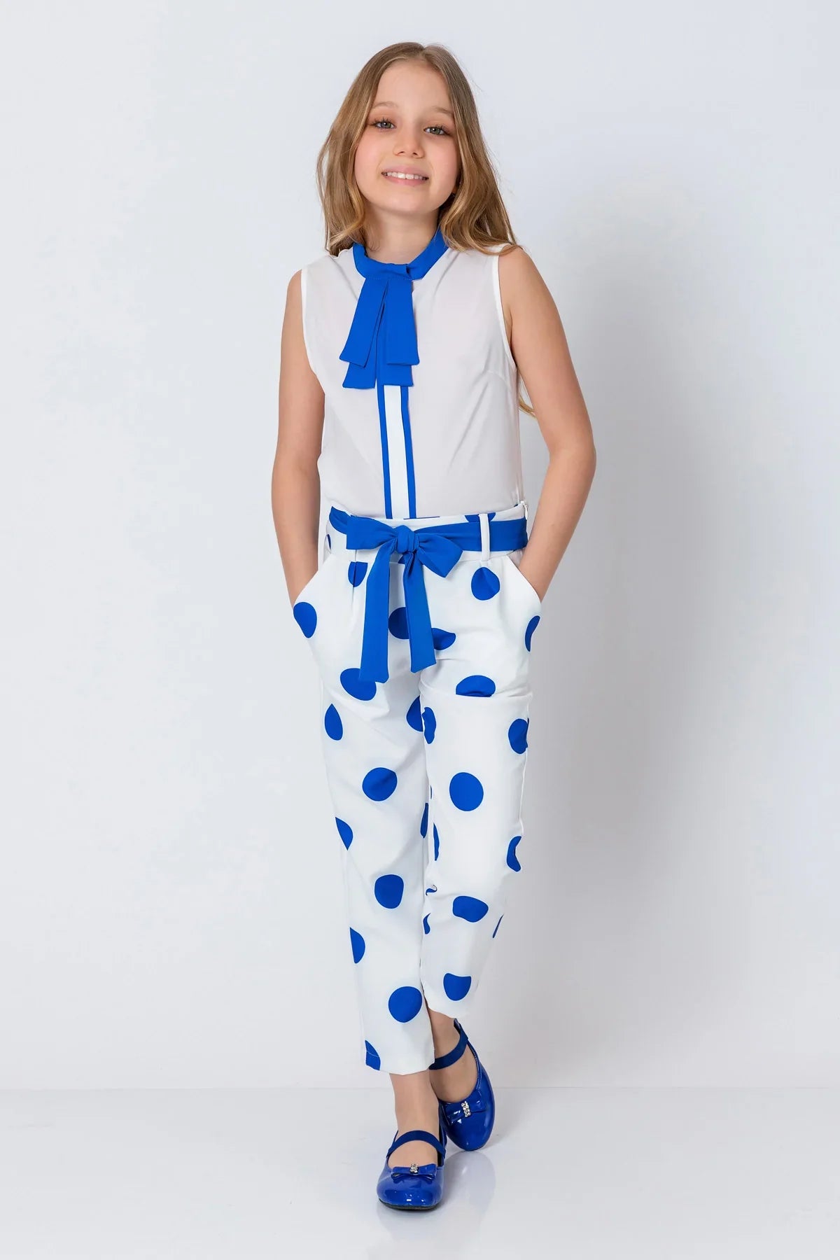 InCity Kids Girls Round Neck Striped Sleeveless Dress Blouse InCity Boys & Girls