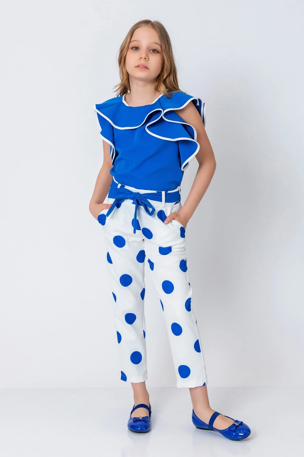 InCity Kids Girls Solid Cascade Ruffle Fashion Blouse InCity Boys & Girls