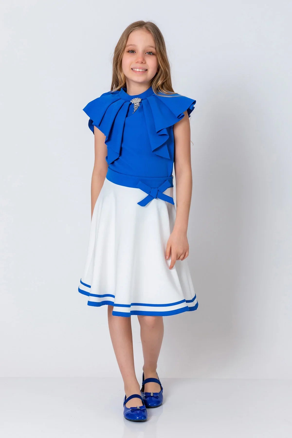 InCity Kids Girls Solid Sleeveless Cascade Dress Blouse InCity Boys & Girls