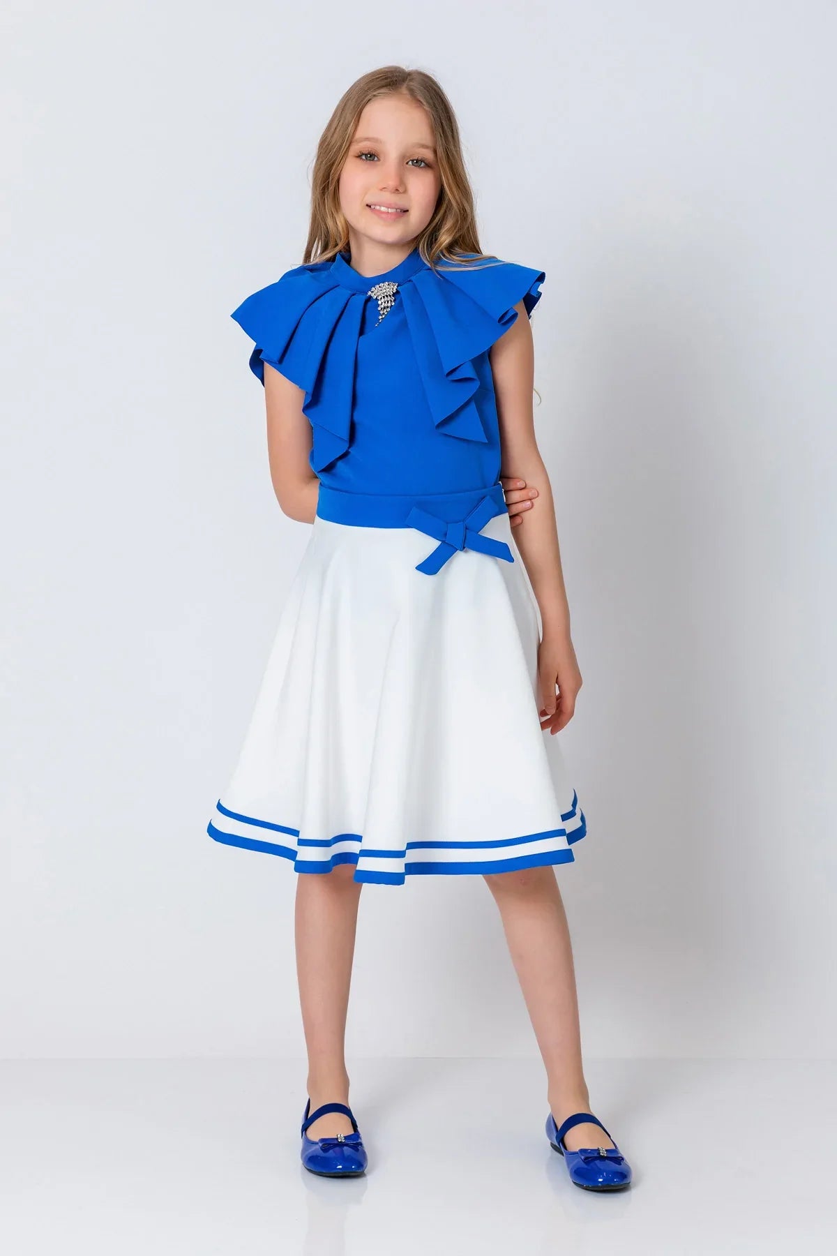 InCity Kids Girls Solid Sleeveless Cascade Dress Blouse InCity Boys & Girls