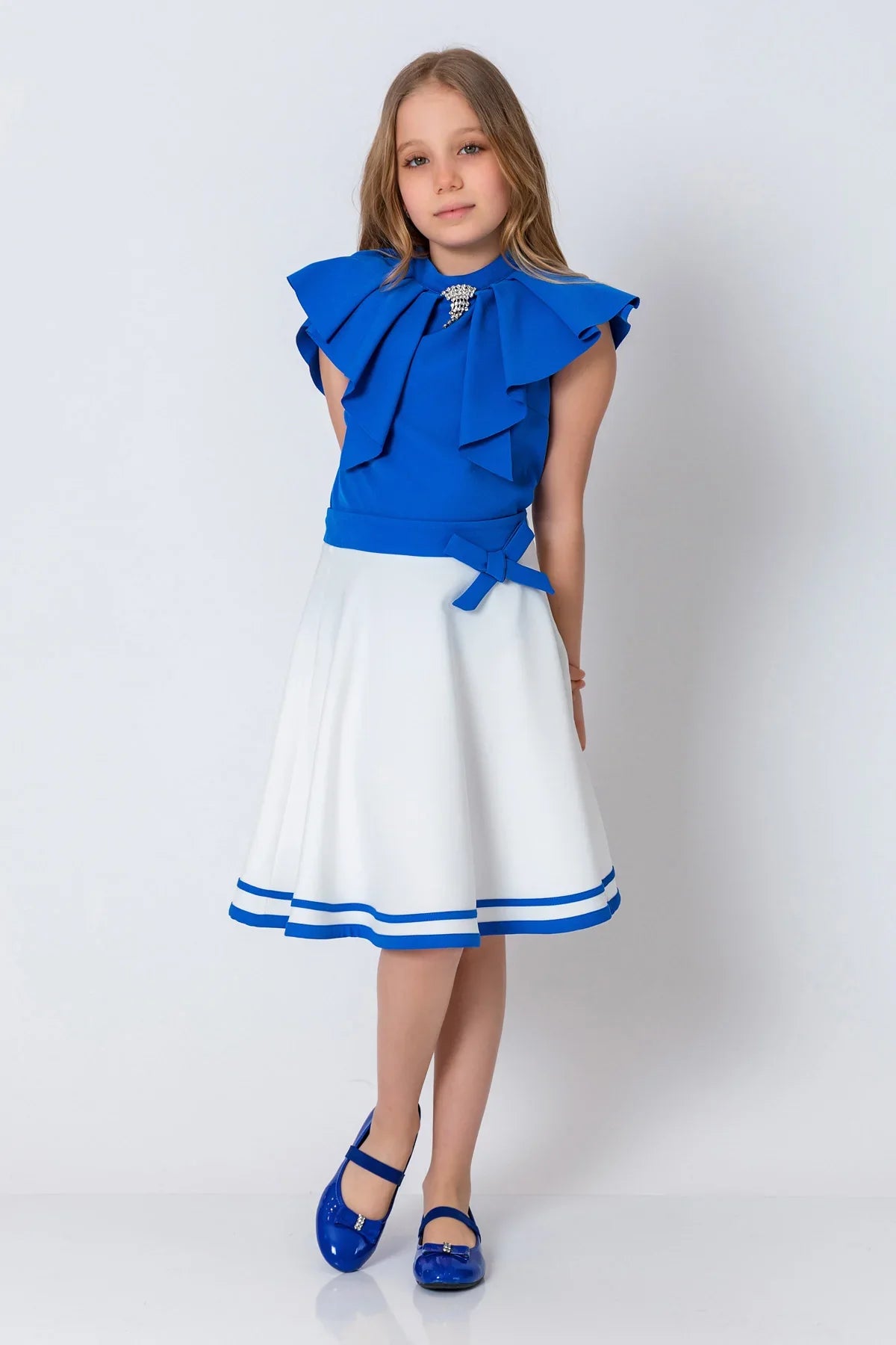 InCity Kids Girls Solid Sleeveless Cascade Dress Blouse InCity Boys & Girls