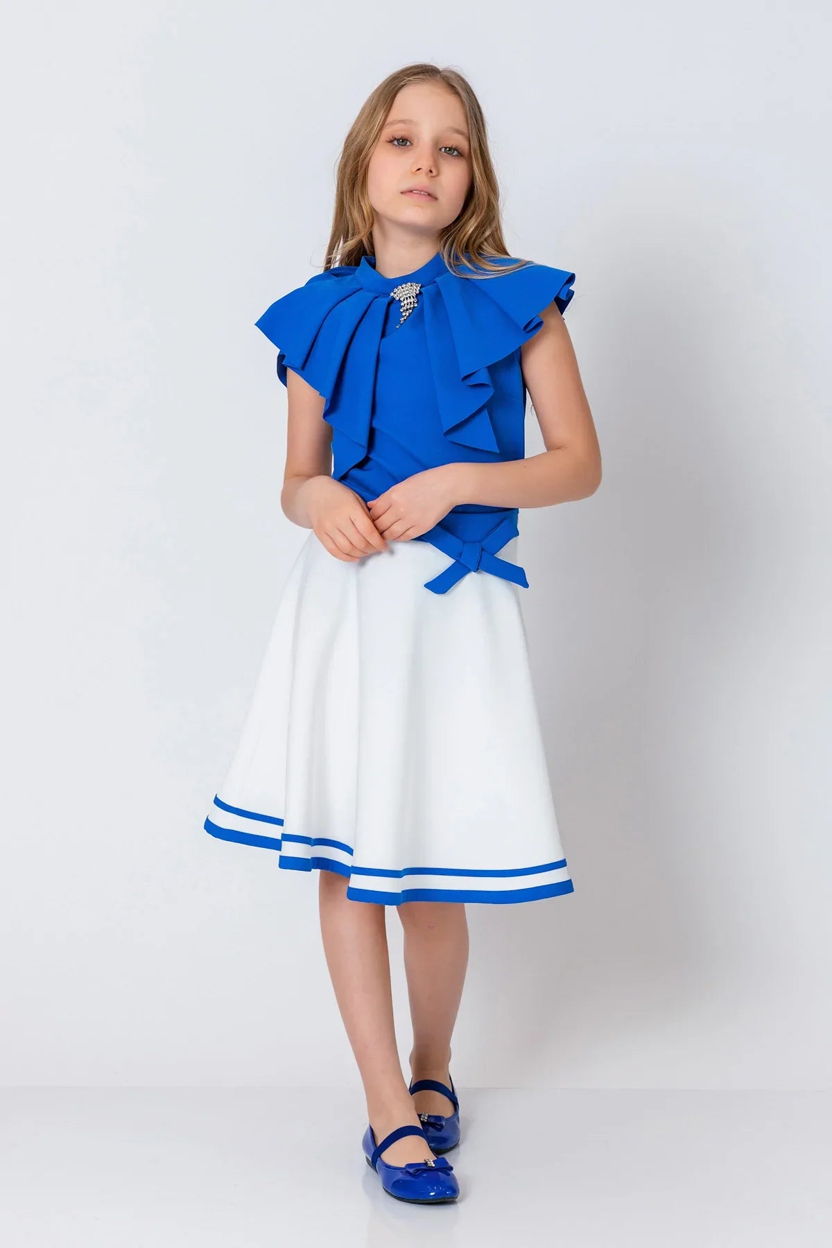 InCity Kids Girls Solid Sleeveless Cascade Dress Blouse InCity Boys & Girls