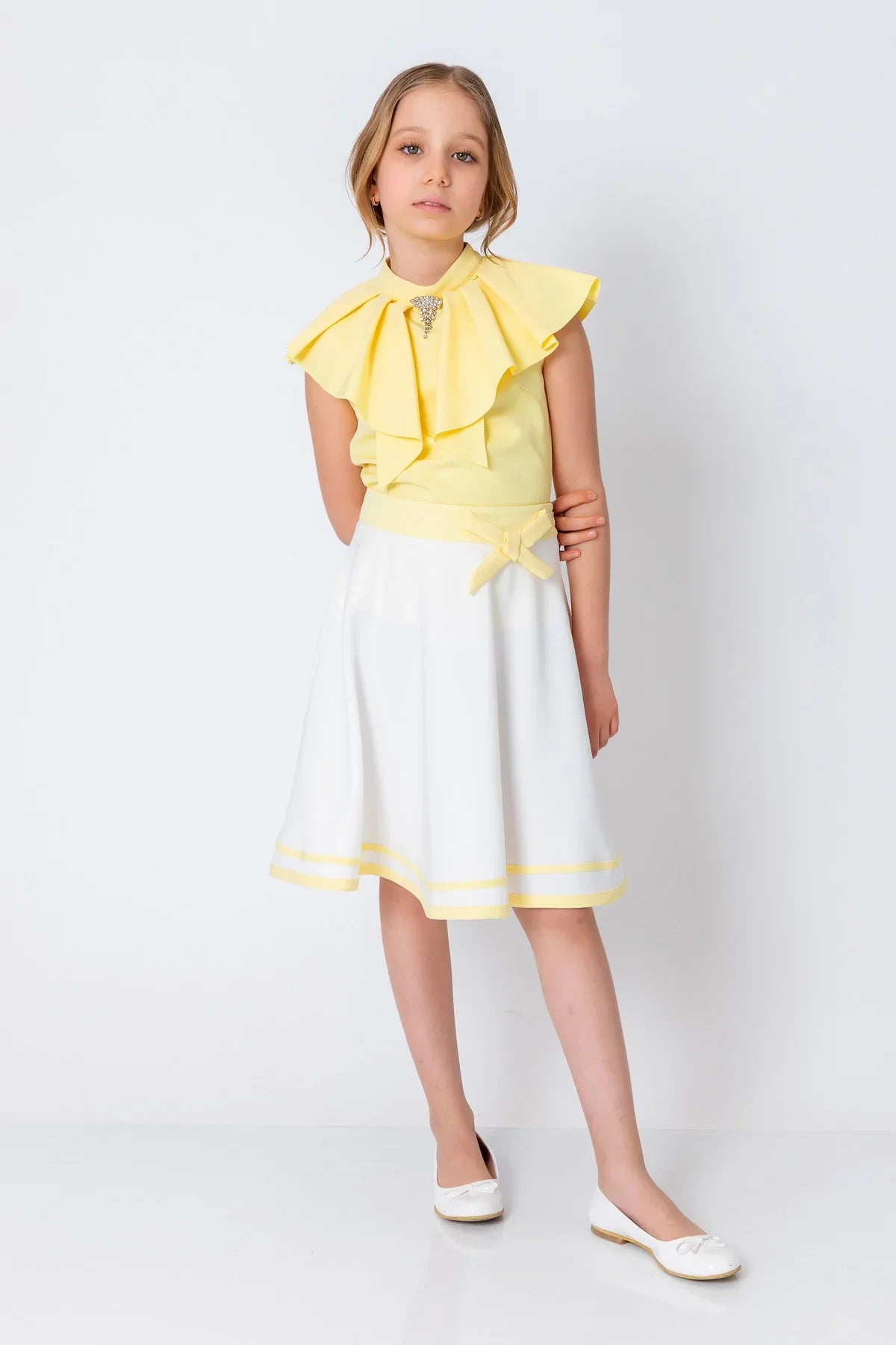 InCity Kids Girls Solid Sleeveless Cascade Dress Blouse InCity Boys & Girls