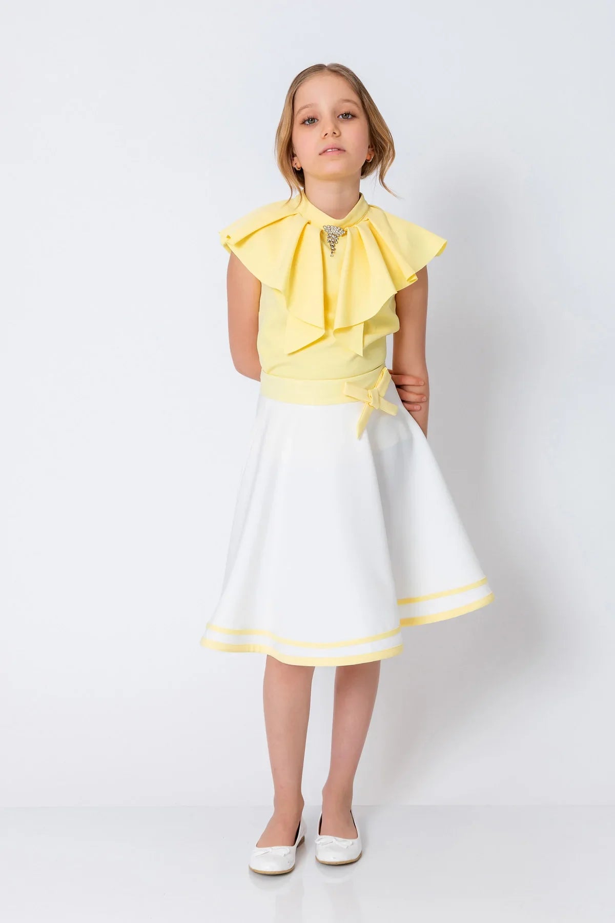 InCity Kids Girls Solid Sleeveless Cascade Dress Blouse InCity Boys & Girls