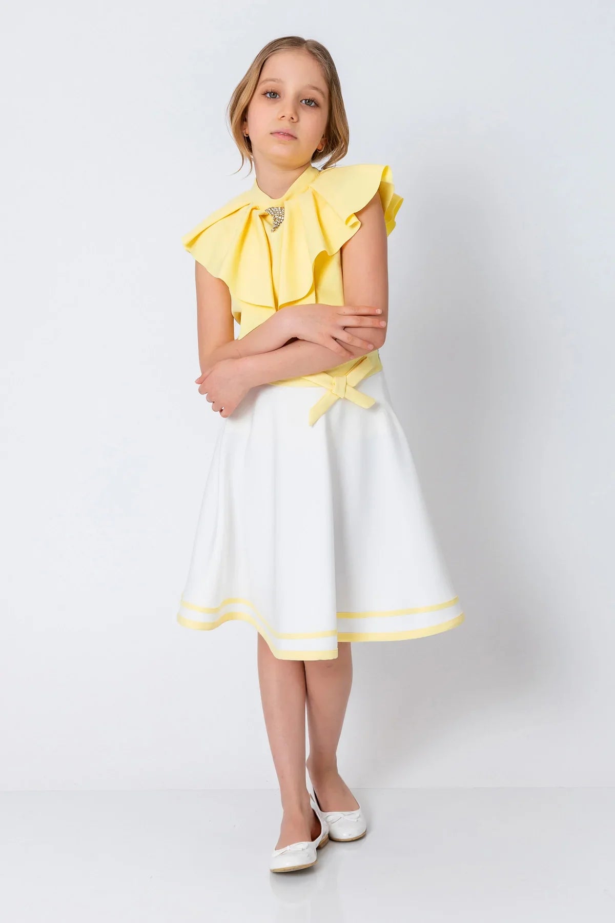 InCity Kids Girls Solid Sleeveless Cascade Dress Blouse InCity Boys & Girls