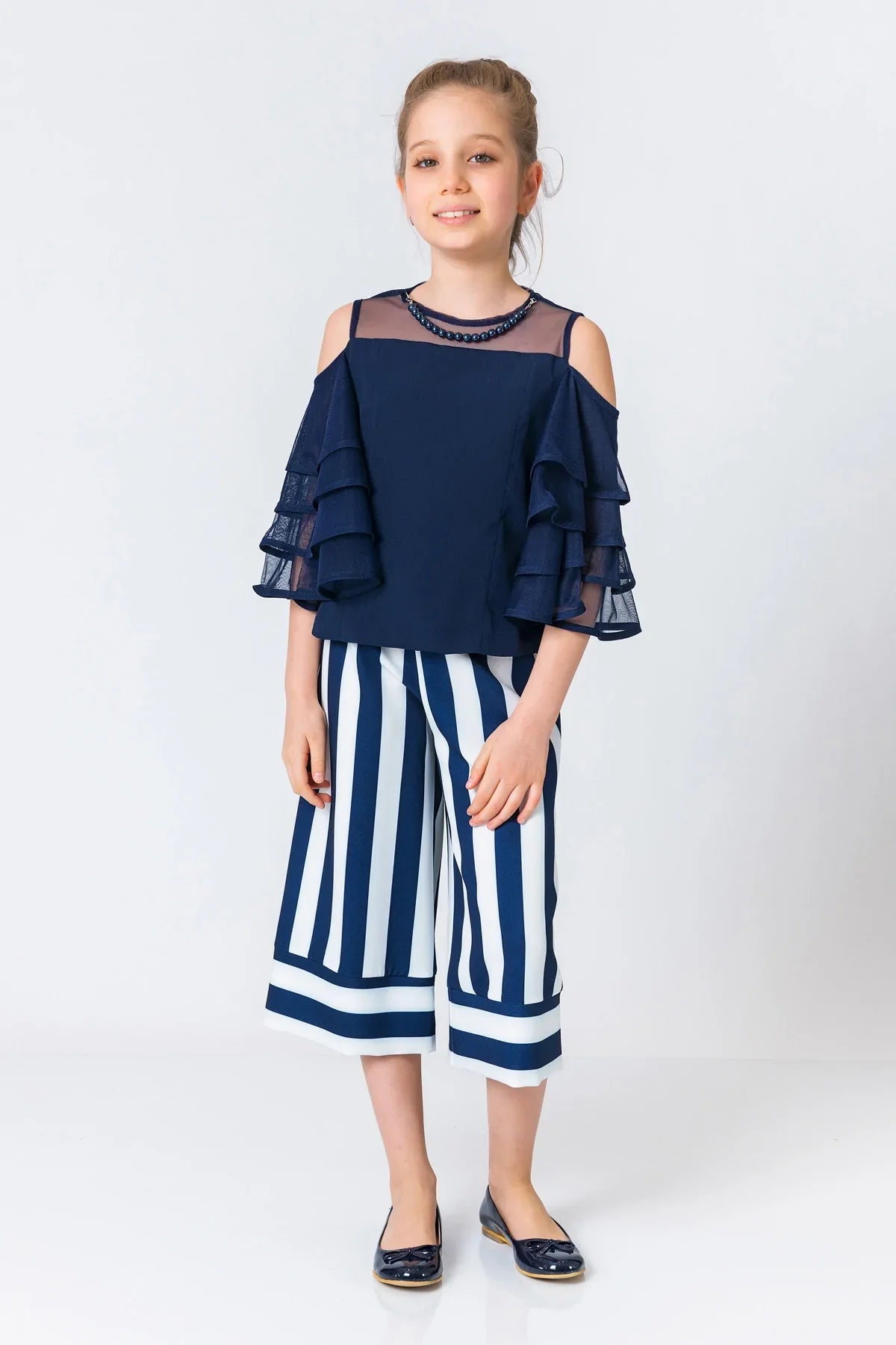 InCity Kids Girls Stripe Print Wide Leg Dress Pants InCity Boys & Girls