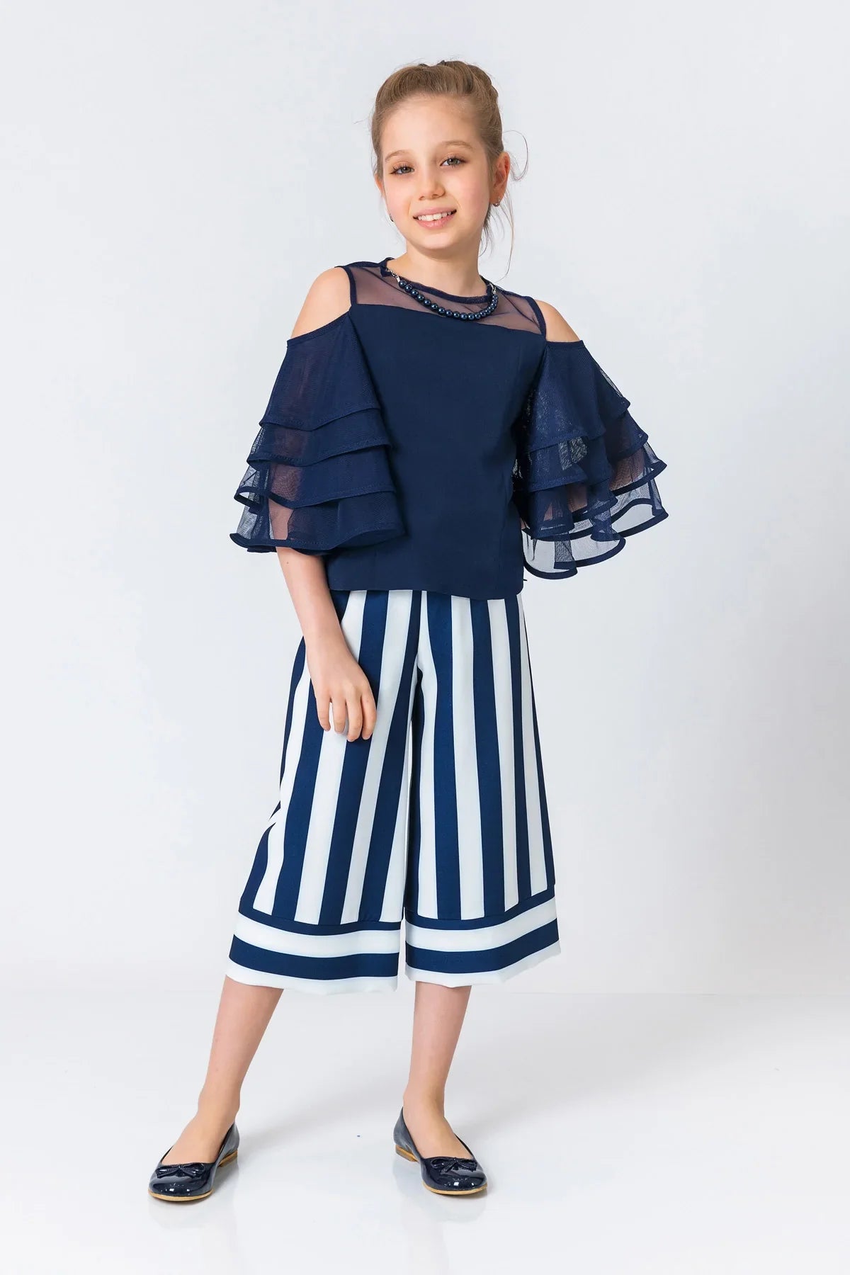 InCity Kids Girls Stripe Print Wide Leg Dress Pants InCity Boys & Girls