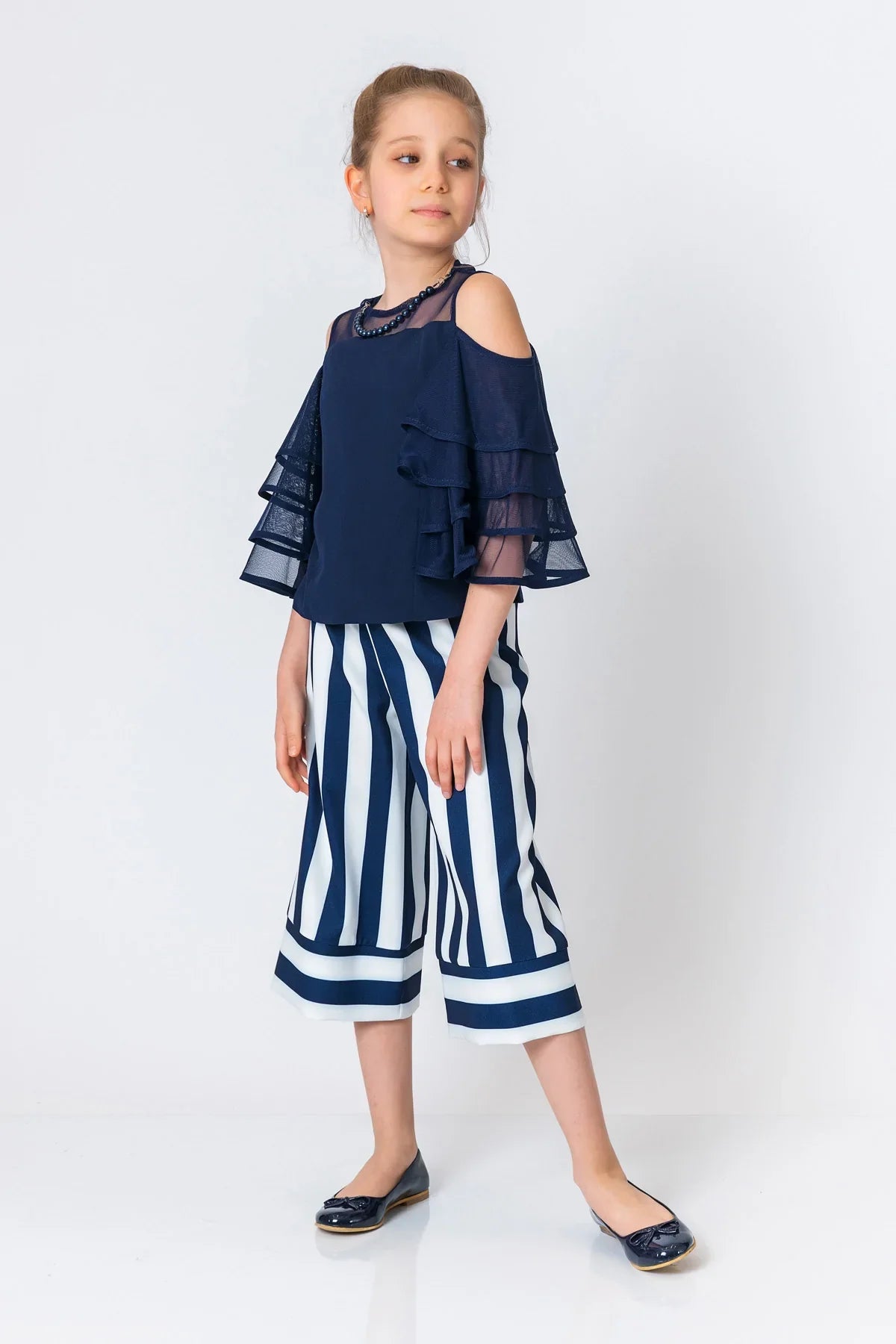 InCity Kids Girls Stripe Print Wide Leg Dress Pants InCity Boys & Girls