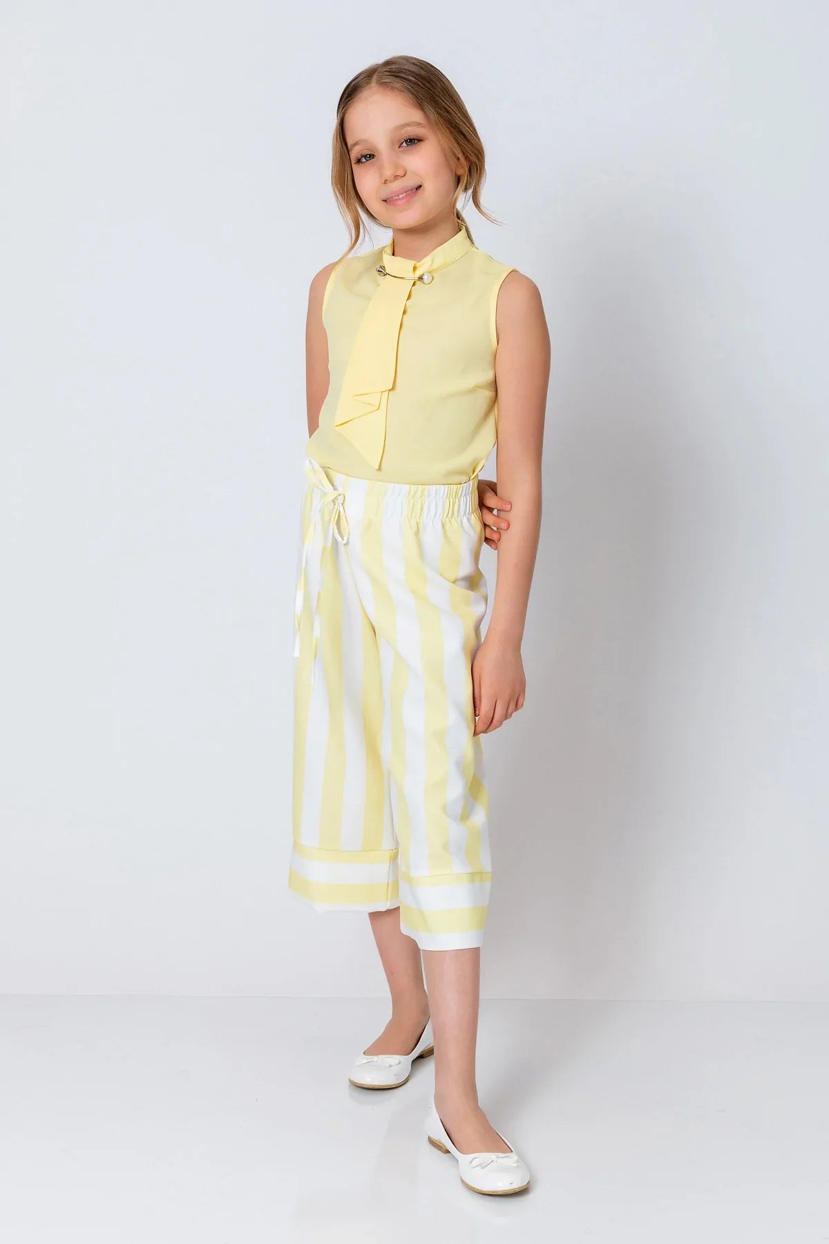 InCity Kids Girls Stripe Print Wide Leg Dress Pants InCity Boys & Girls