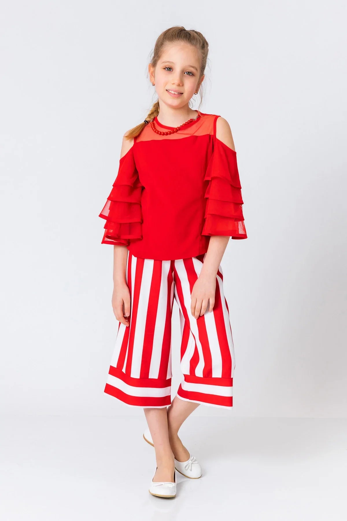 InCity Kids Girls Semi Transparent Batwing Sleeve Pearl Blouse InCity Boys & Girls