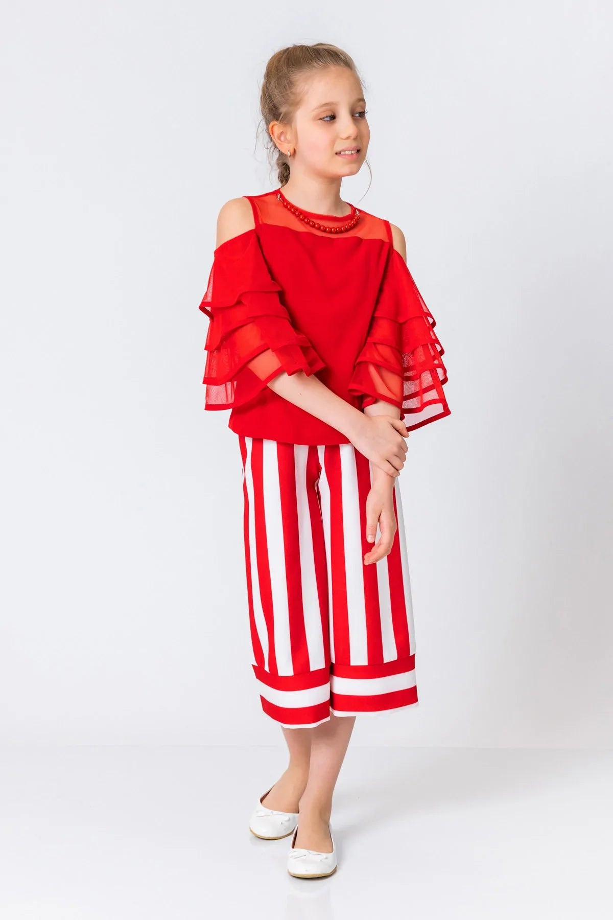 InCity Kids Girls Stripe Print Wide Leg Dress Pants InCity Boys & Girls