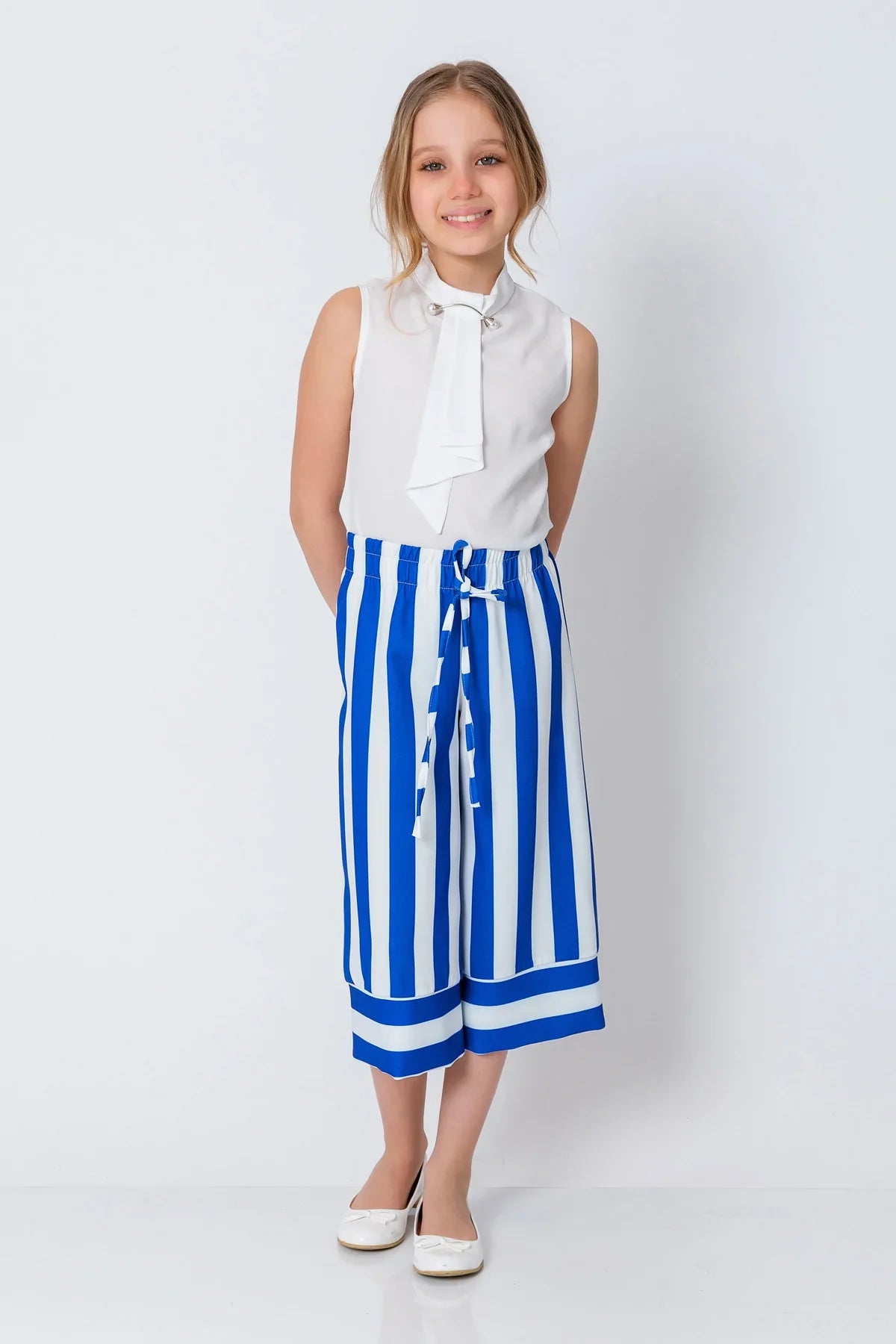 InCity Kids Girls Stripe Print Wide Leg Dress Pants InCity Boys & Girls