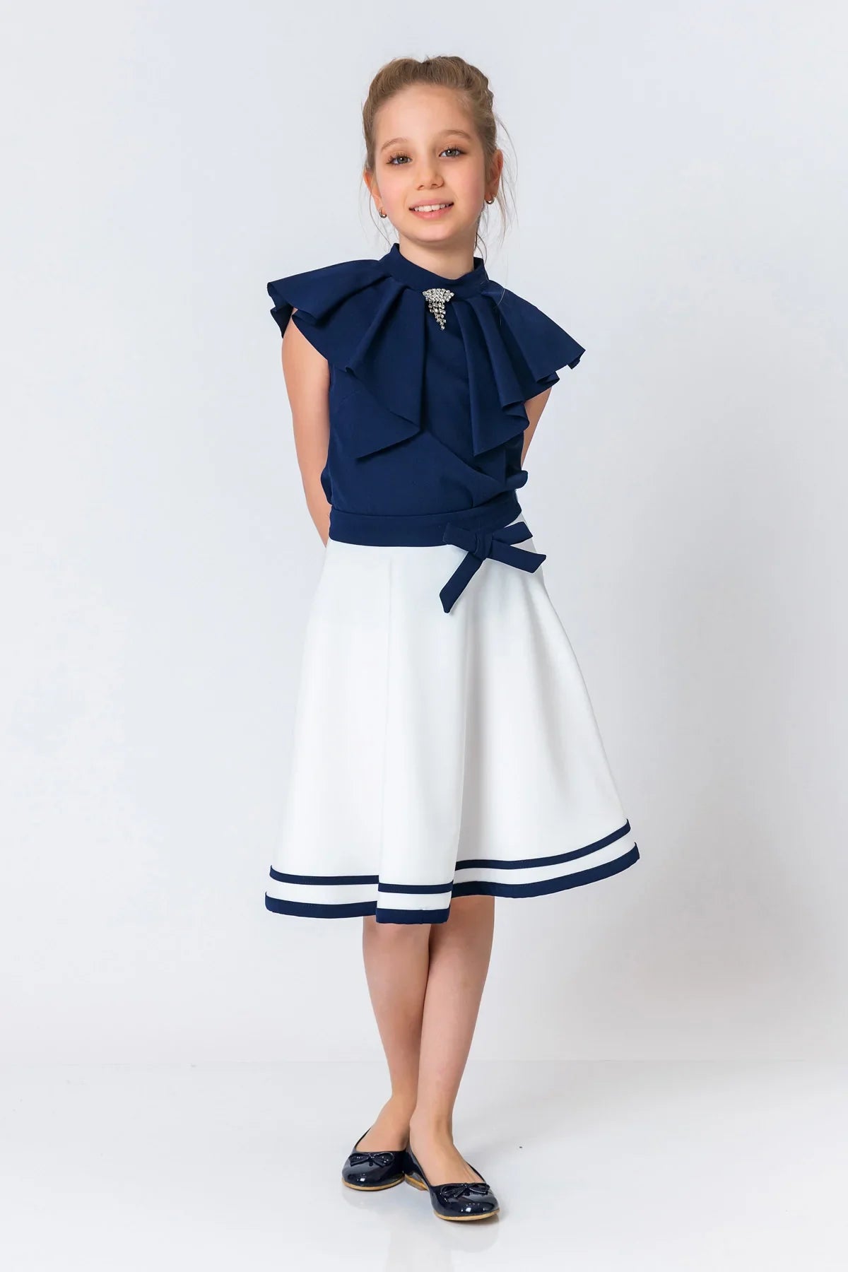 InCity Kids Girls Solid Sleeveless Cascade Dress Blouse InCity Boys & Girls