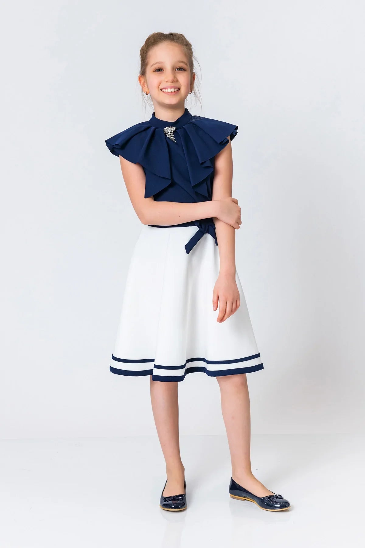 InCity Kids Girls Solid Sleeveless Cascade Dress Blouse InCity Boys & Girls