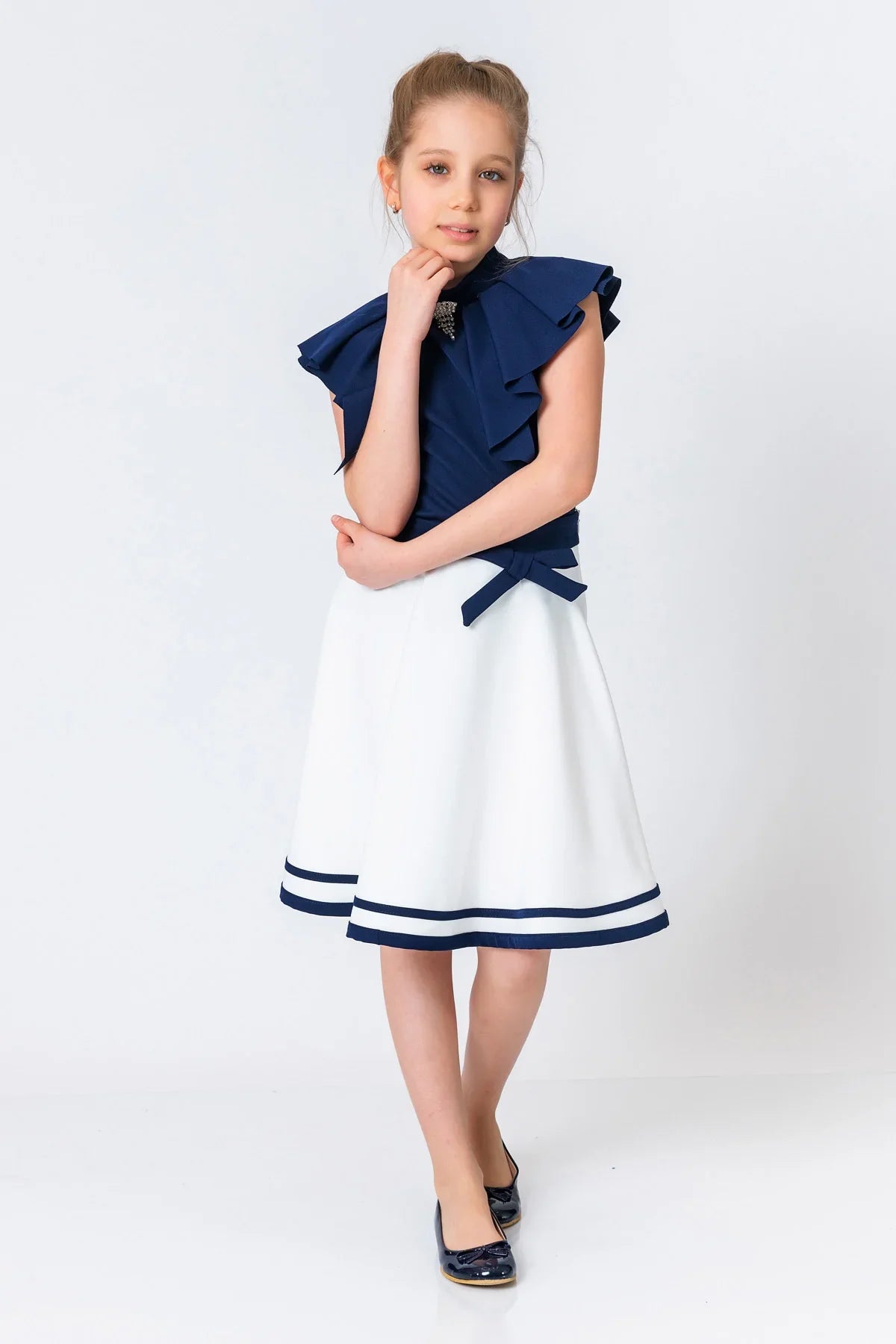 InCity Kids Girls Solid Sleeveless Cascade Dress Blouse InCity Boys & Girls