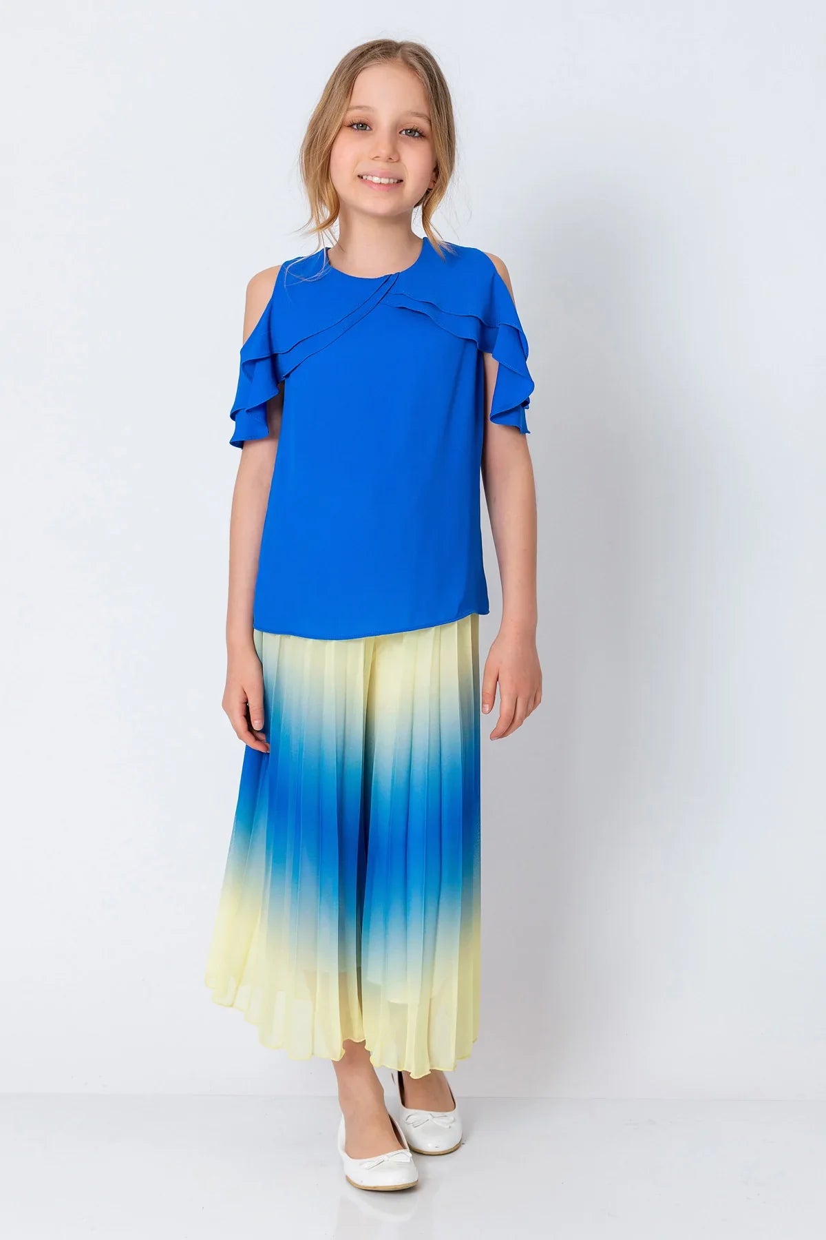 InCity Kids Girls Multicolor Pleated Elastic Waist Wide Leg Pants InCity Boys & Girls