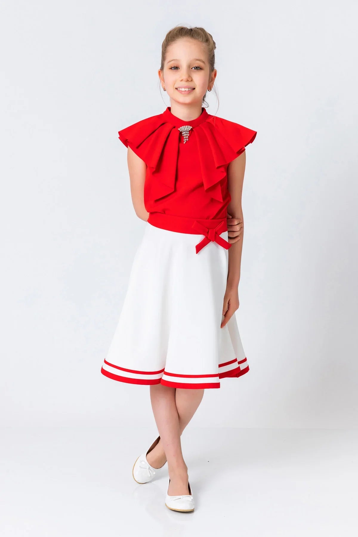 InCity Kids Girls Solid Sleeveless Cascade Dress Blouse InCity Boys & Girls