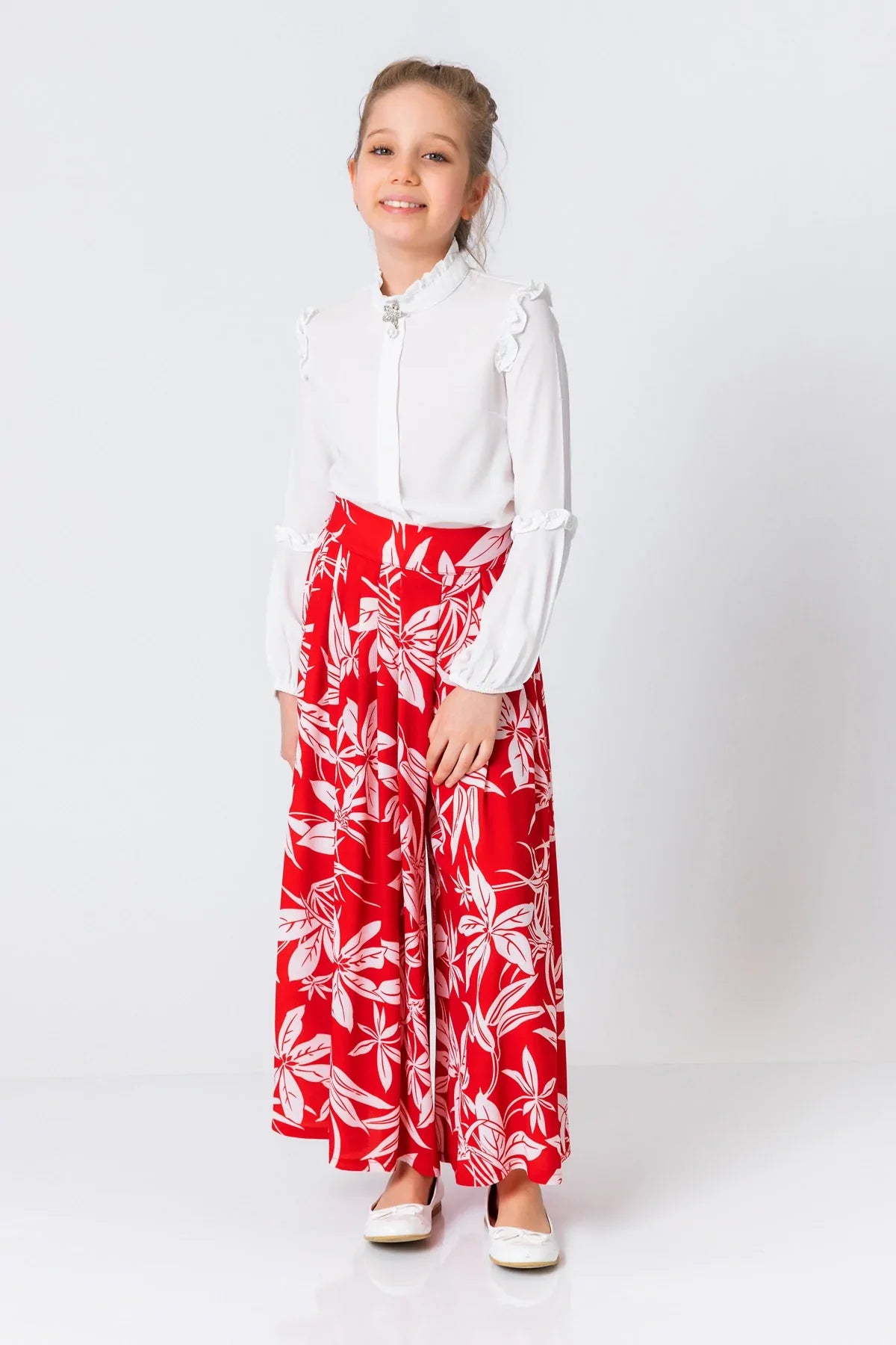 InCity Kids Girls Floral Print Wide Leg Fashion Pants InCity Boys & Girls