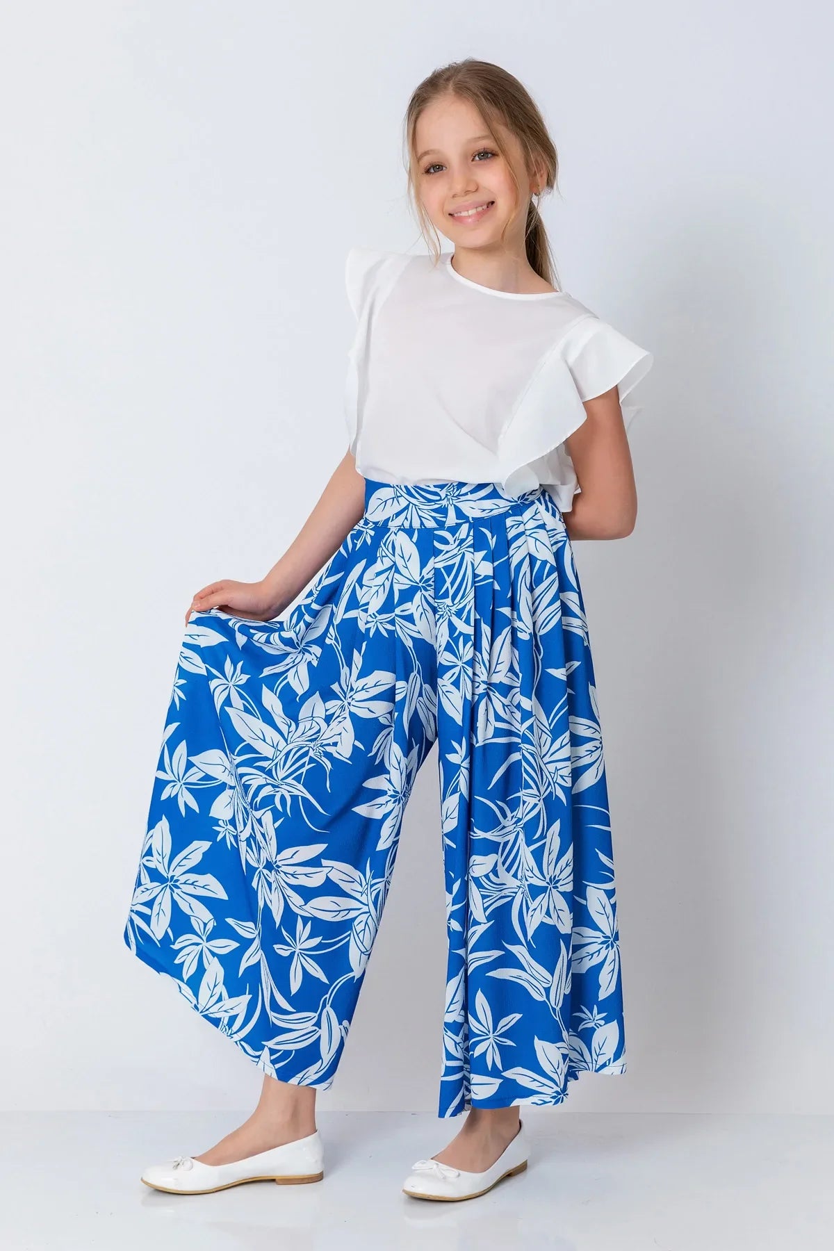 InCity Kids Girls Floral Print Wide Leg Fashion Pants InCity Boys & Girls