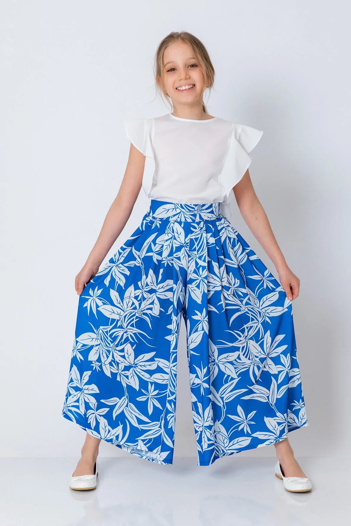 InCity Kids Girls Floral Print Wide Leg Fashion Pants InCity Boys & Girls