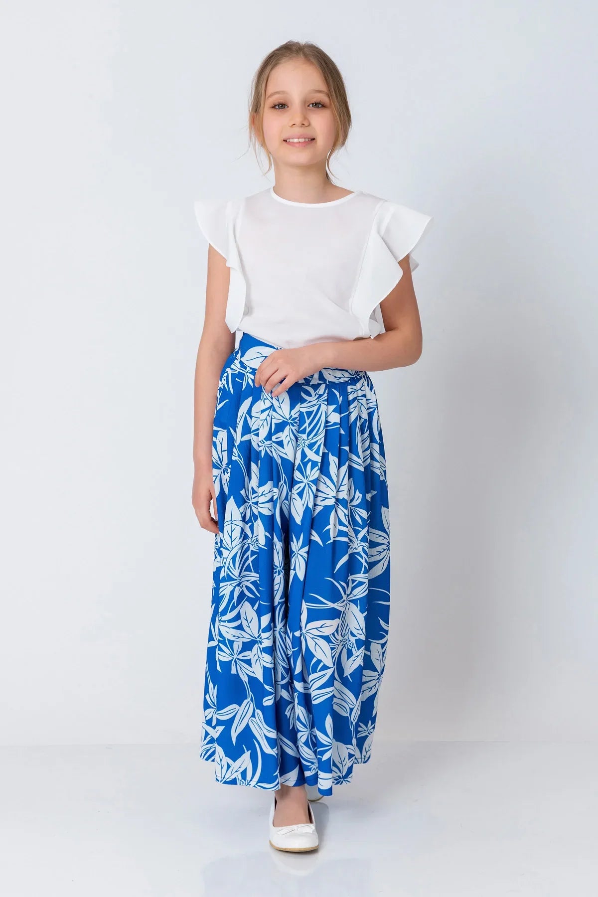 InCity Kids Girls Floral Print Wide Leg Fashion Pants InCity Boys & Girls