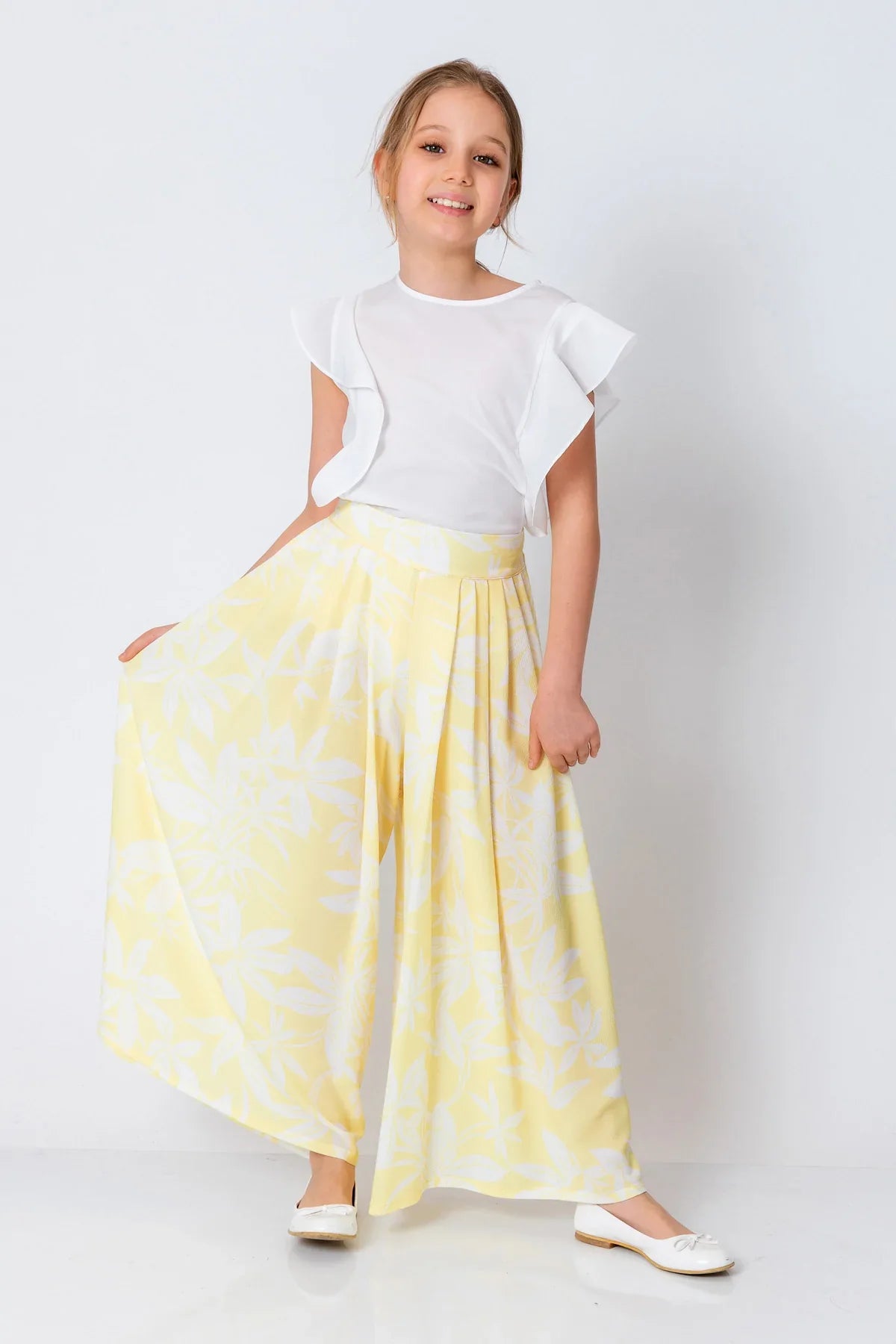 InCity Kids Girls Floral Print Wide Leg Fashion Pants InCity Boys & Girls