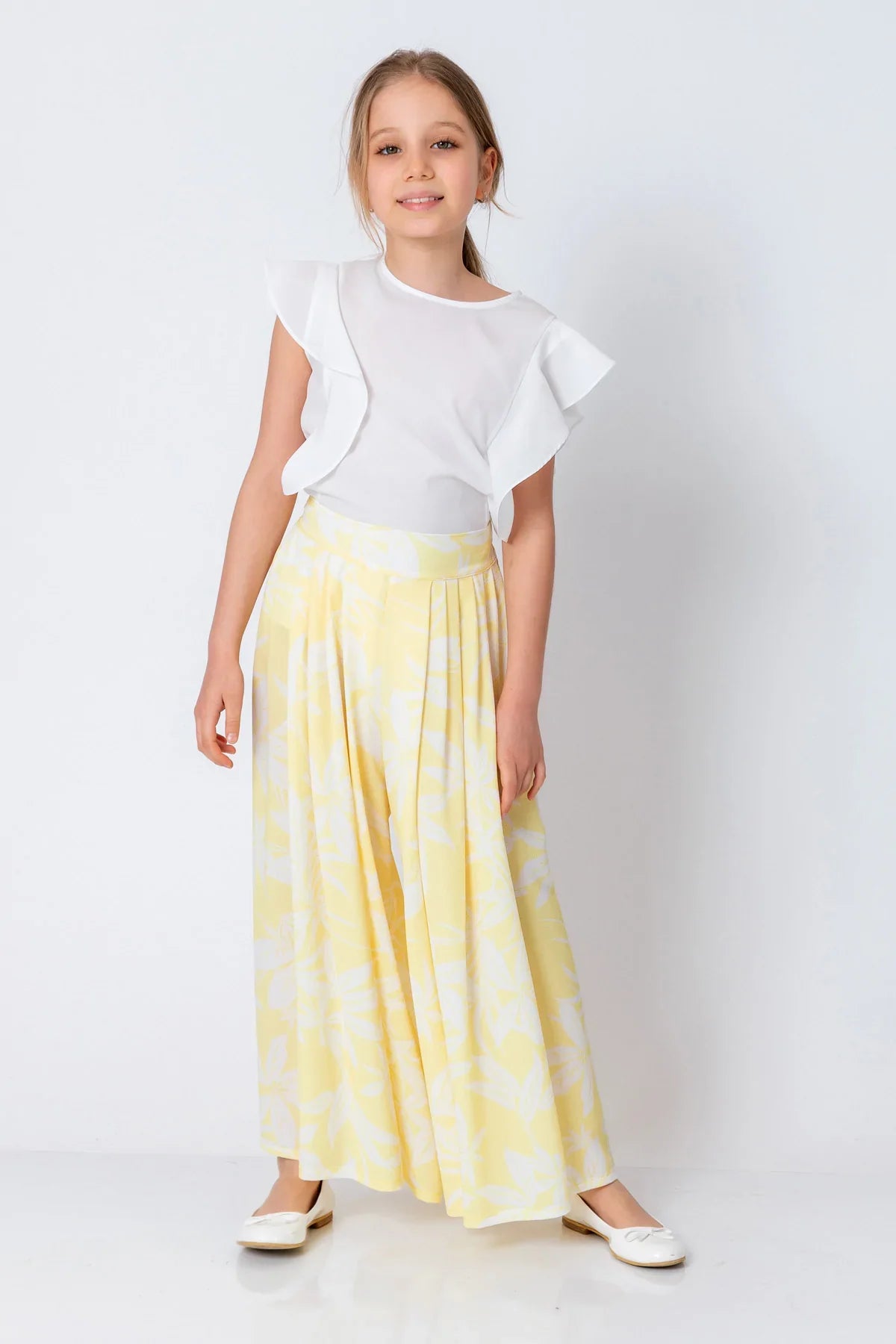 InCity Kids Girls Floral Print Wide Leg Fashion Pants InCity Boys & Girls