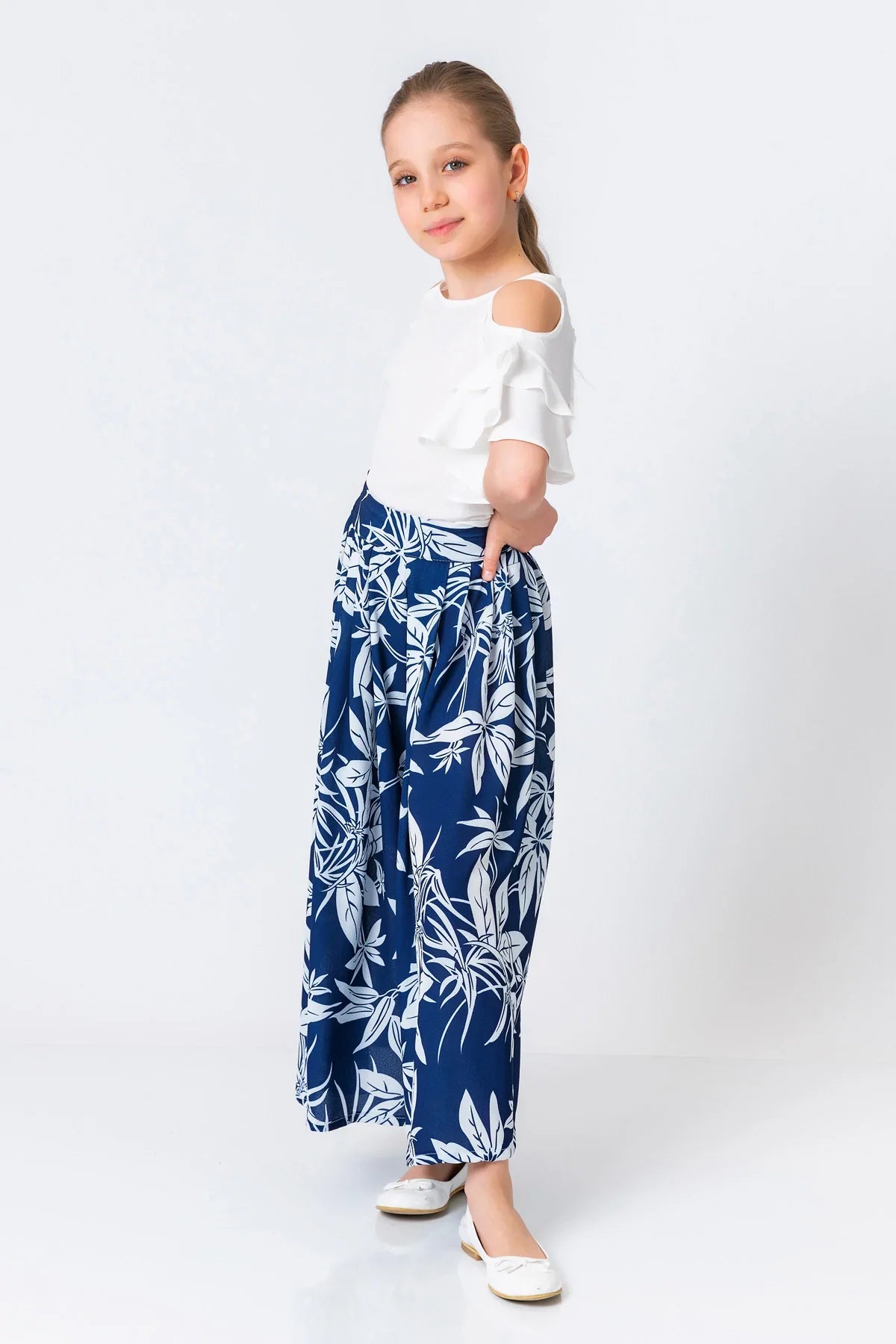 InCity Kids Girls Floral Print Wide Leg Fashion Pants InCity Boys & Girls