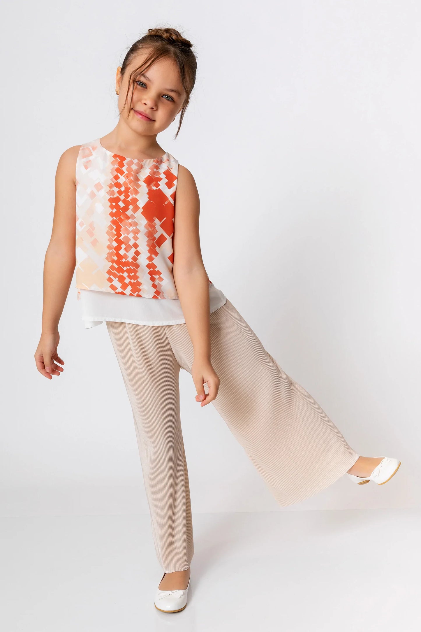 InCity Kids Girls Sleeveless Back Zipper Printed Dress Blouse InCity Boys & Girls