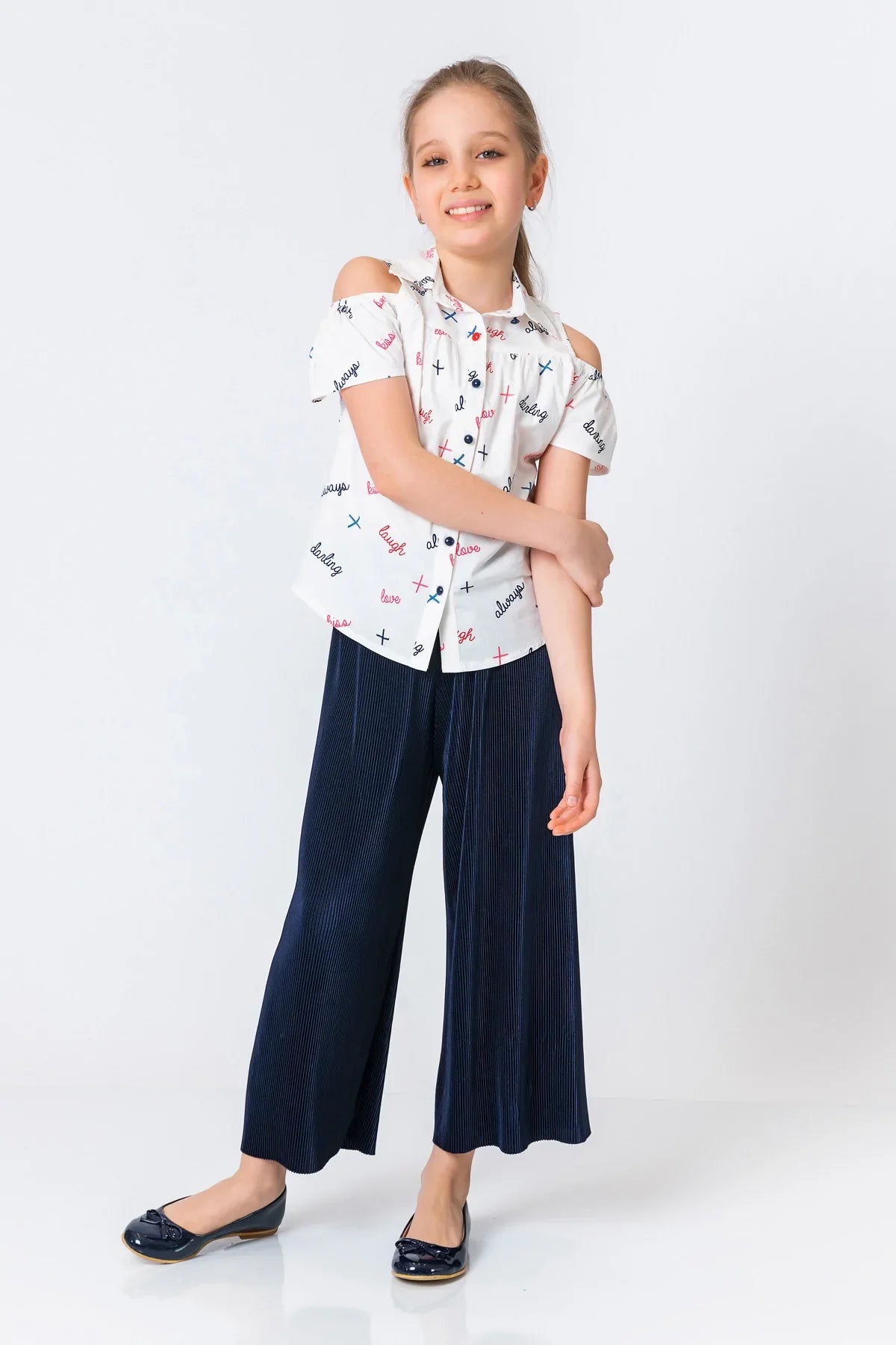 InCity Kids Girls Elastic Waist Wide Leg Pleated Pants InCity Boys & Girls