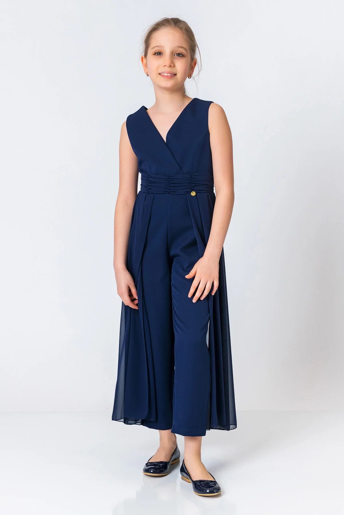 InCity Kids Girls Solid V Neck Sleeveless Gown Jumpsuit InCity Boys & Girls