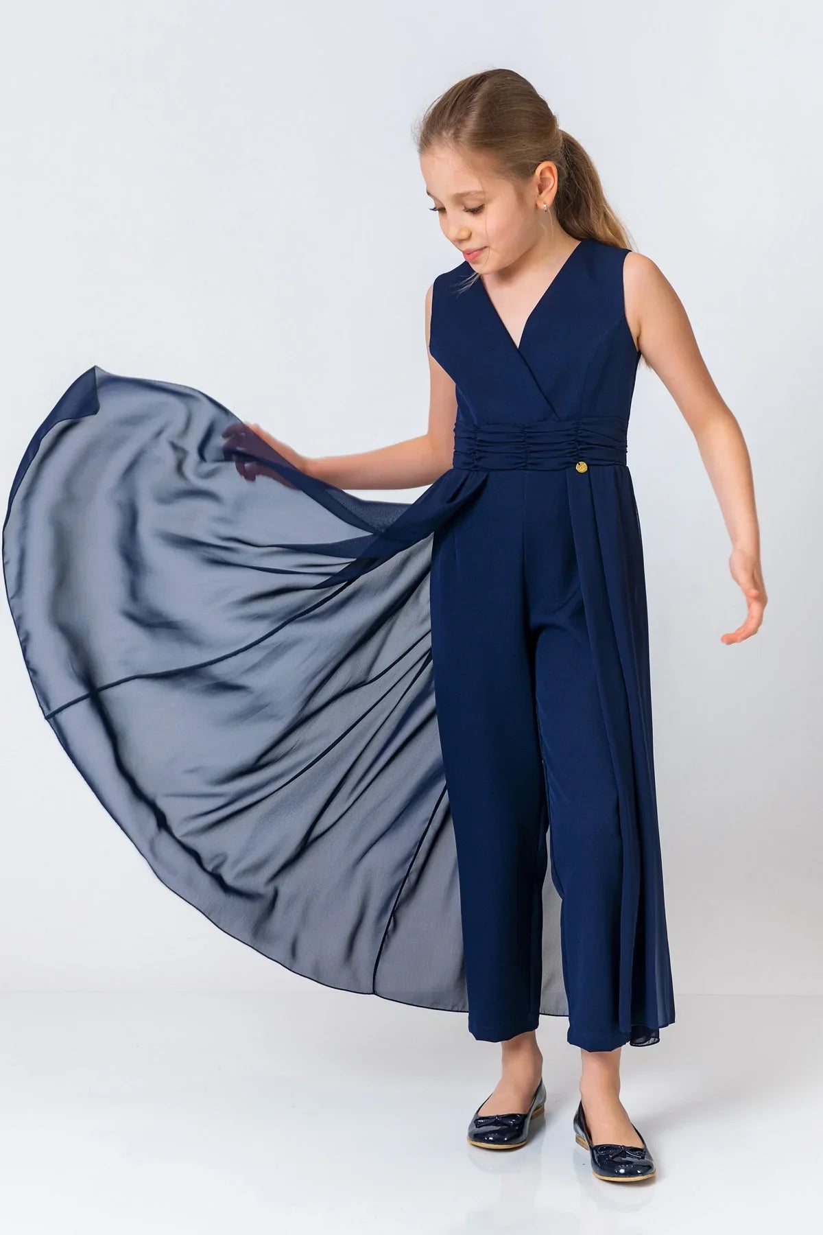 InCity Kids Girls Solid V Neck Sleeveless Gown Jumpsuit InCity Boys & Girls