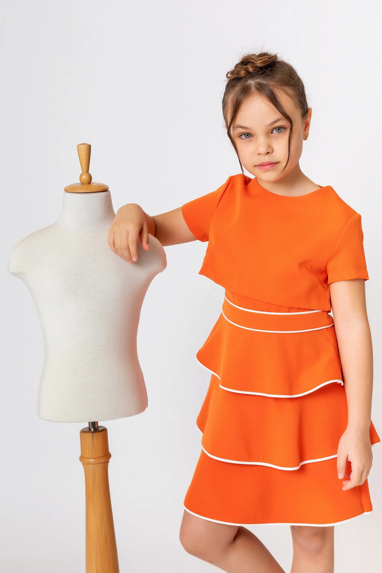 InCity Kids Girls Short Sleeve Layered Back Zipper Fashion Dress InCity Boys & Girls