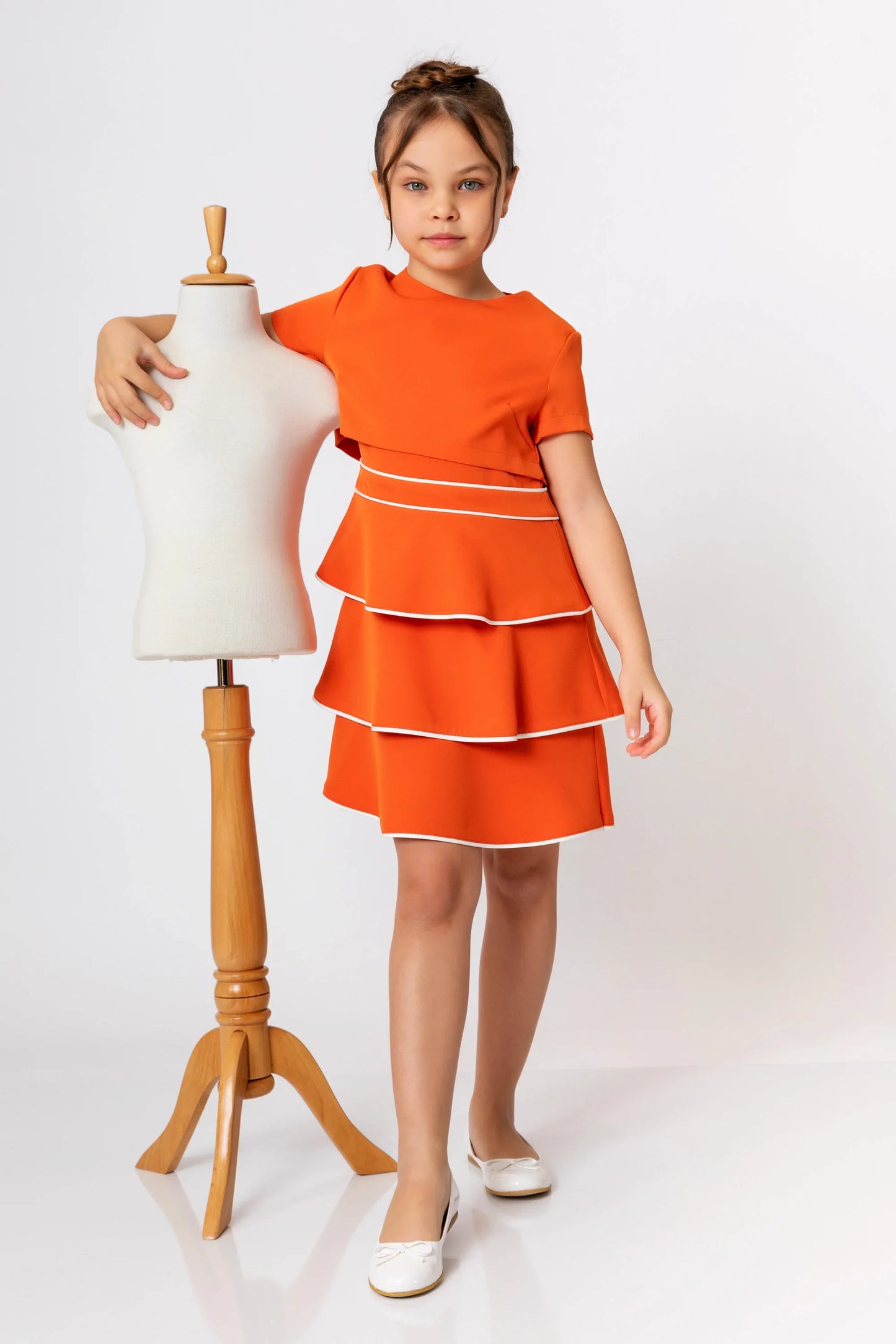 InCity Kids Girls Short Sleeve Layered Back Zipper Fashion Dress InCity Boys & Girls