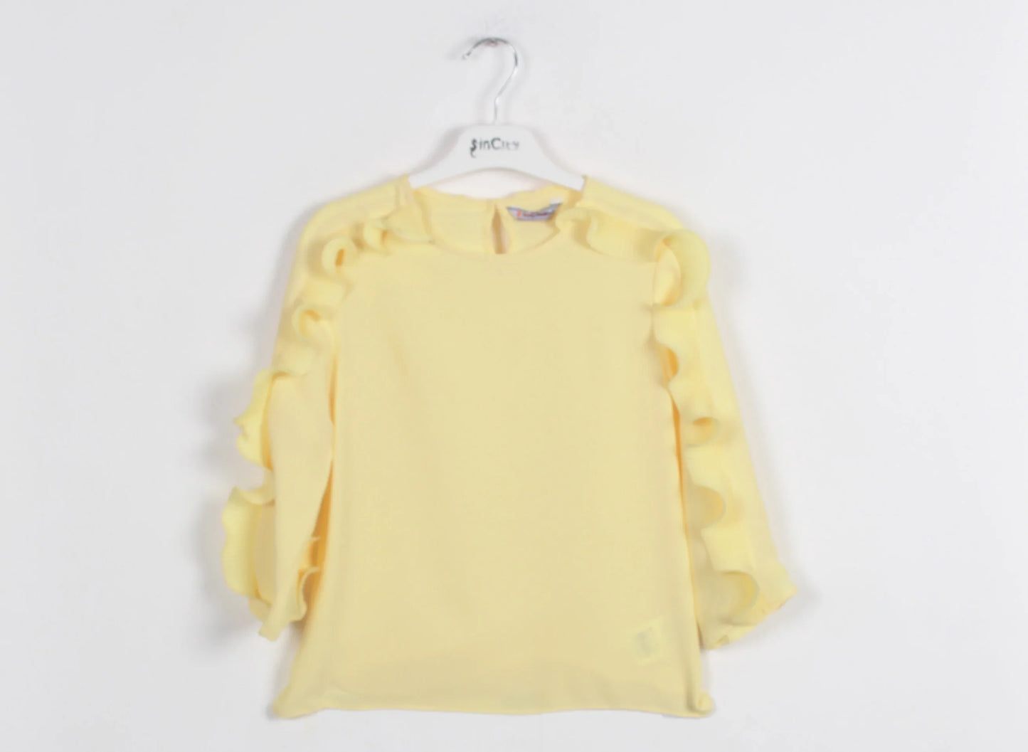 InCity Kids Girls Solid Round Neck Ruffle Sleeve Dress Blouse InCity Boys & Girls