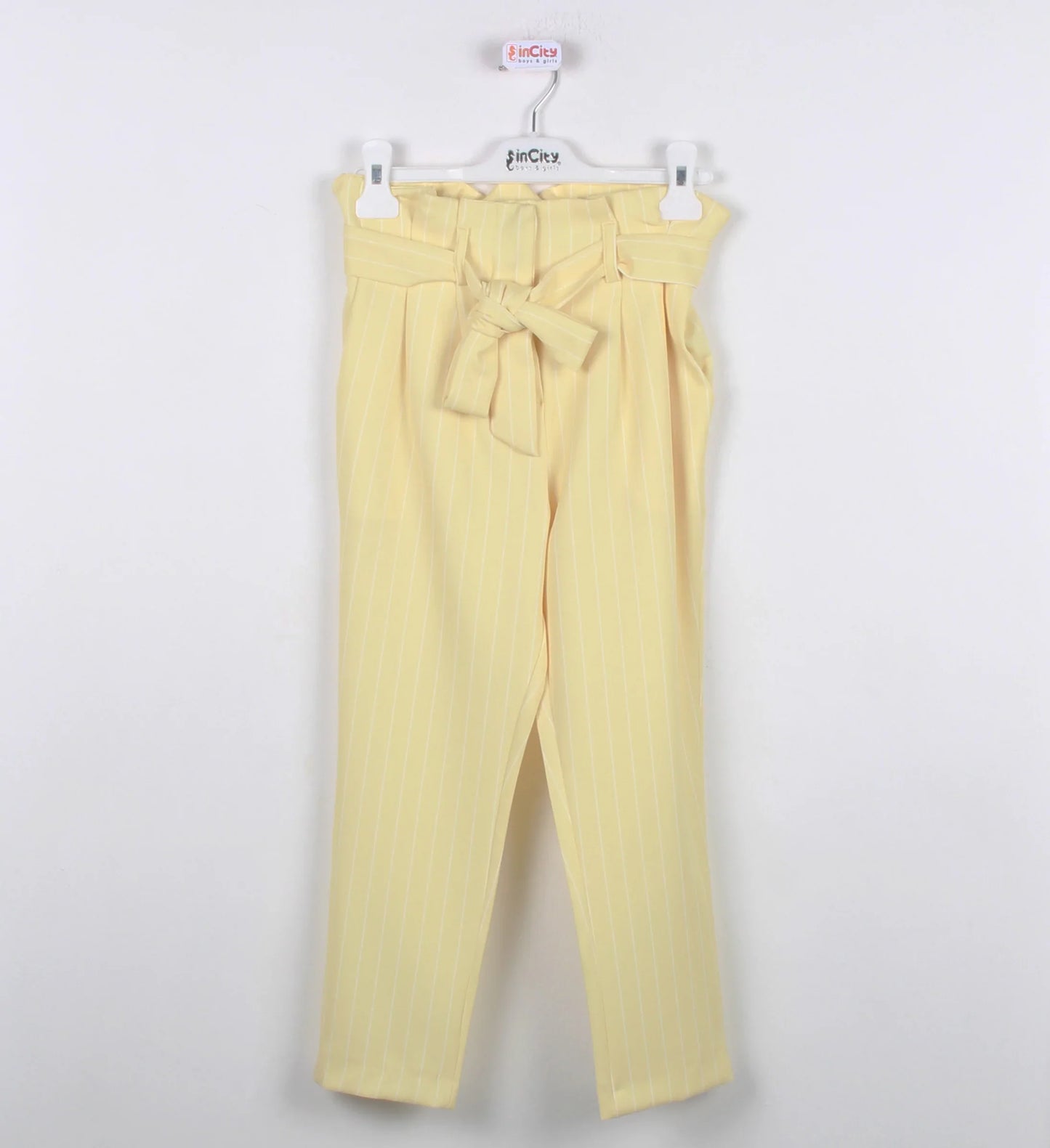 InCity Kids Girls Ribbon Belted Striped Straight Leg Dress Pants InCity Boys & Girls