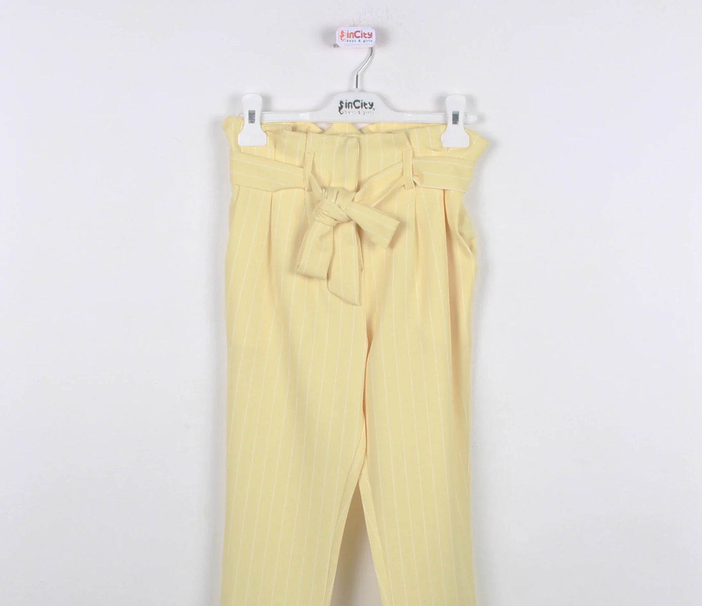 InCity Kids Girls Ribbon Belted Striped Straight Leg Dress Pants InCity Boys & Girls