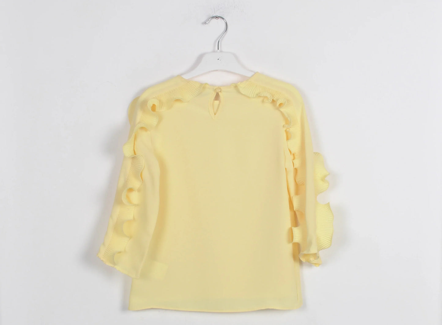 InCity Kids Girls Solid Round Neck Ruffle Sleeve Dress Blouse InCity Boys & Girls