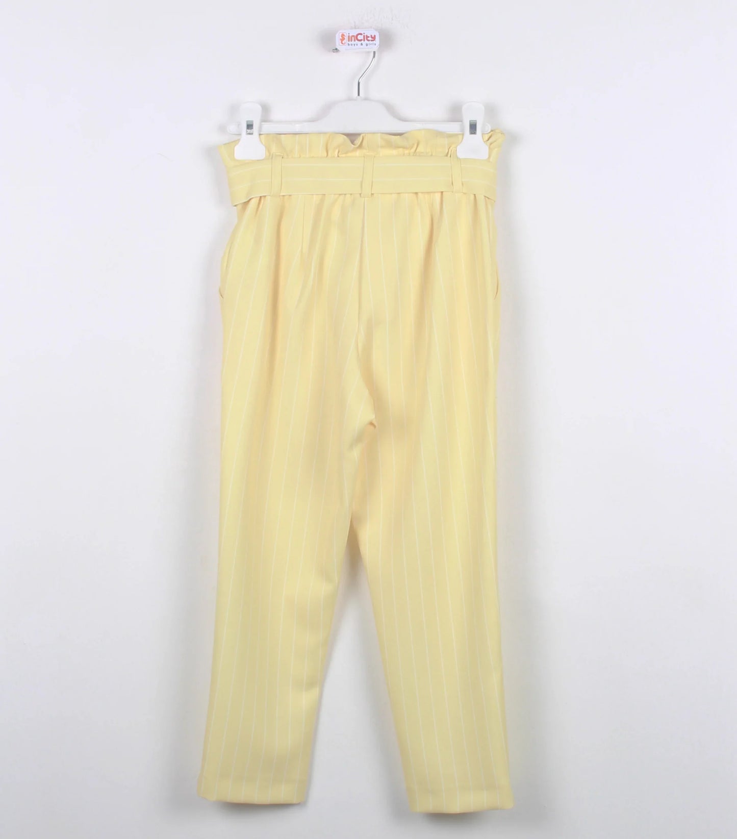 InCity Kids Girls Ribbon Belted Striped Straight Leg Dress Pants InCity Boys & Girls