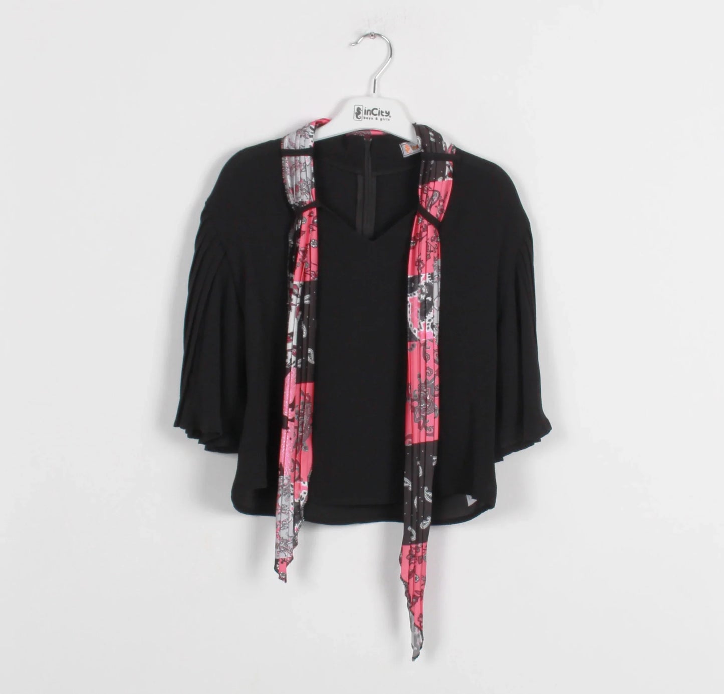 InCity Kids Girls 3/4 Sleeve Scoop Neck Dress Blouse with Scarf InCity Boys & Girls