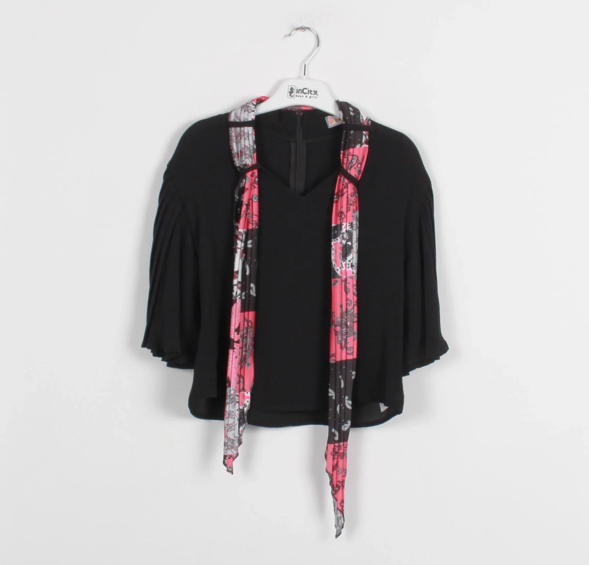 InCity Kids Girls 3/4 Sleeve Scoop Neck Dress Blouse with Scarf InCity Boys & Girls