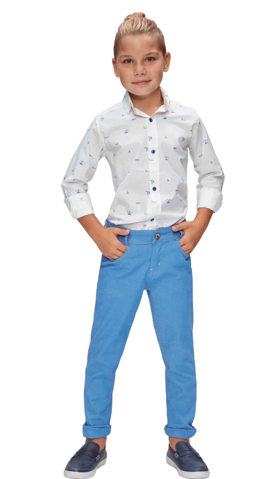 InCity Kids Boys Collared Button Up Printed Dress Shirt InCity Boys & Girls