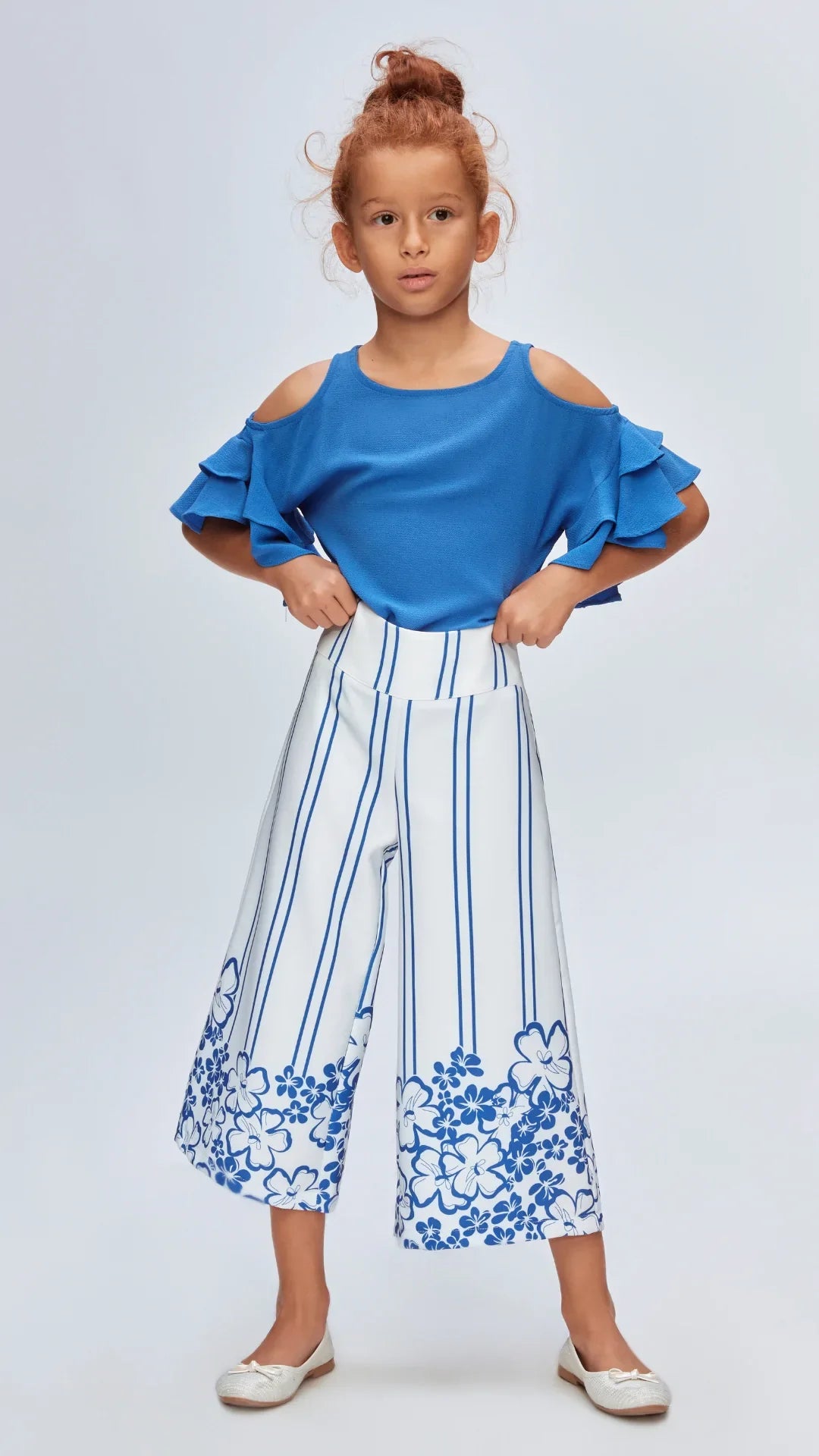 InCity Kids Girls Floral Print Wide Leg Fashion Pants InCity Boys & Girls